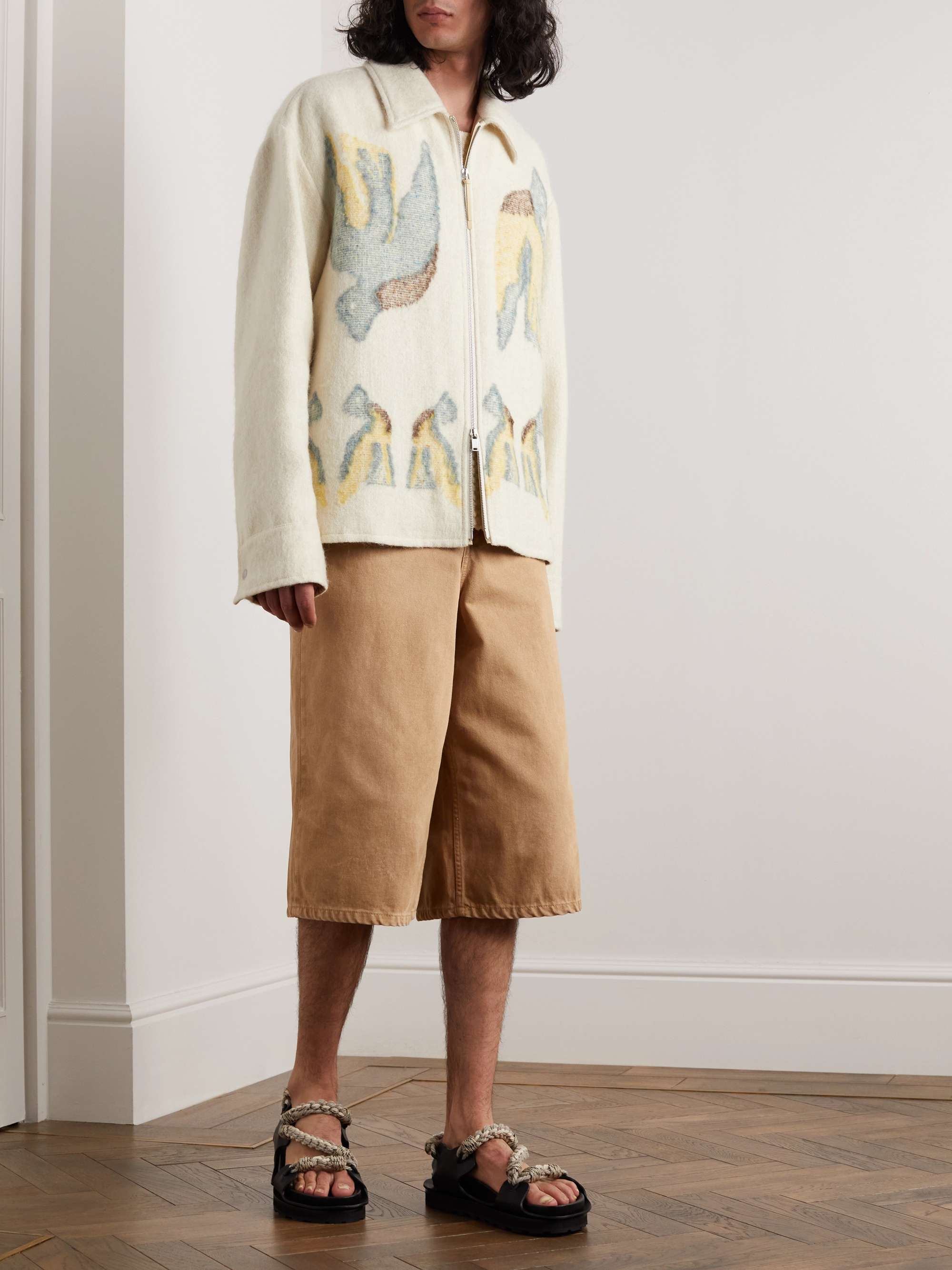 JIL SANDER Jacquard-Knit Blouson Jacket