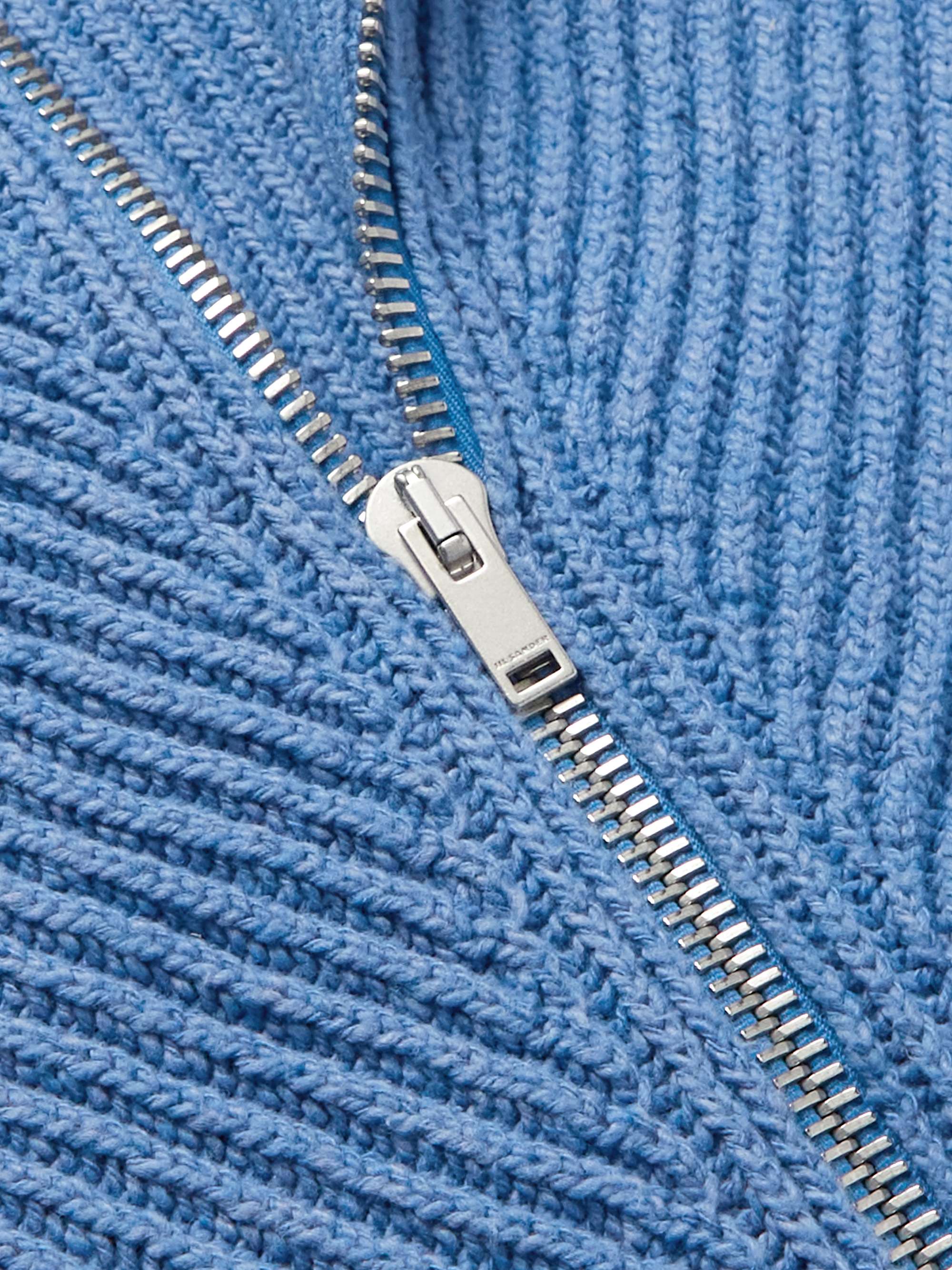 JIL SANDER Ribbed Cotton and Wool-Blend Zip-Up Sweater