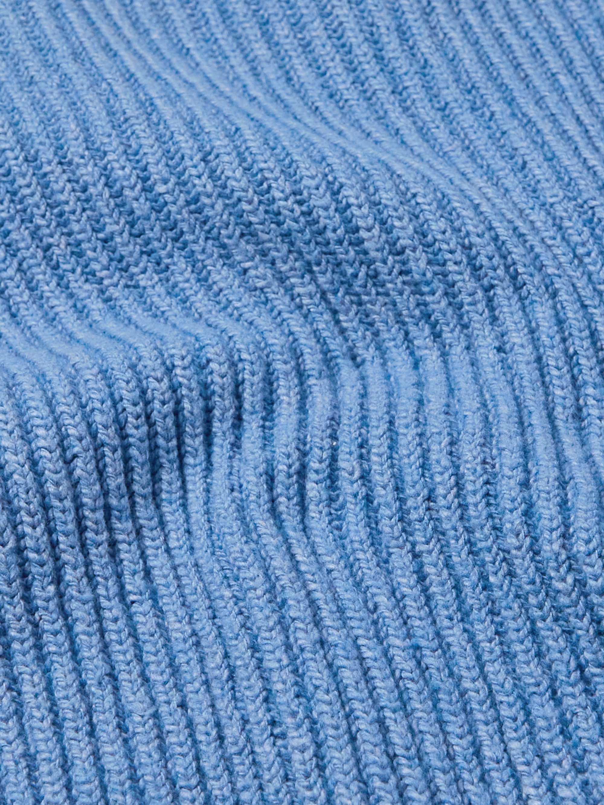 JIL SANDER Ribbed Cotton and Wool-Blend Zip-Up Sweater