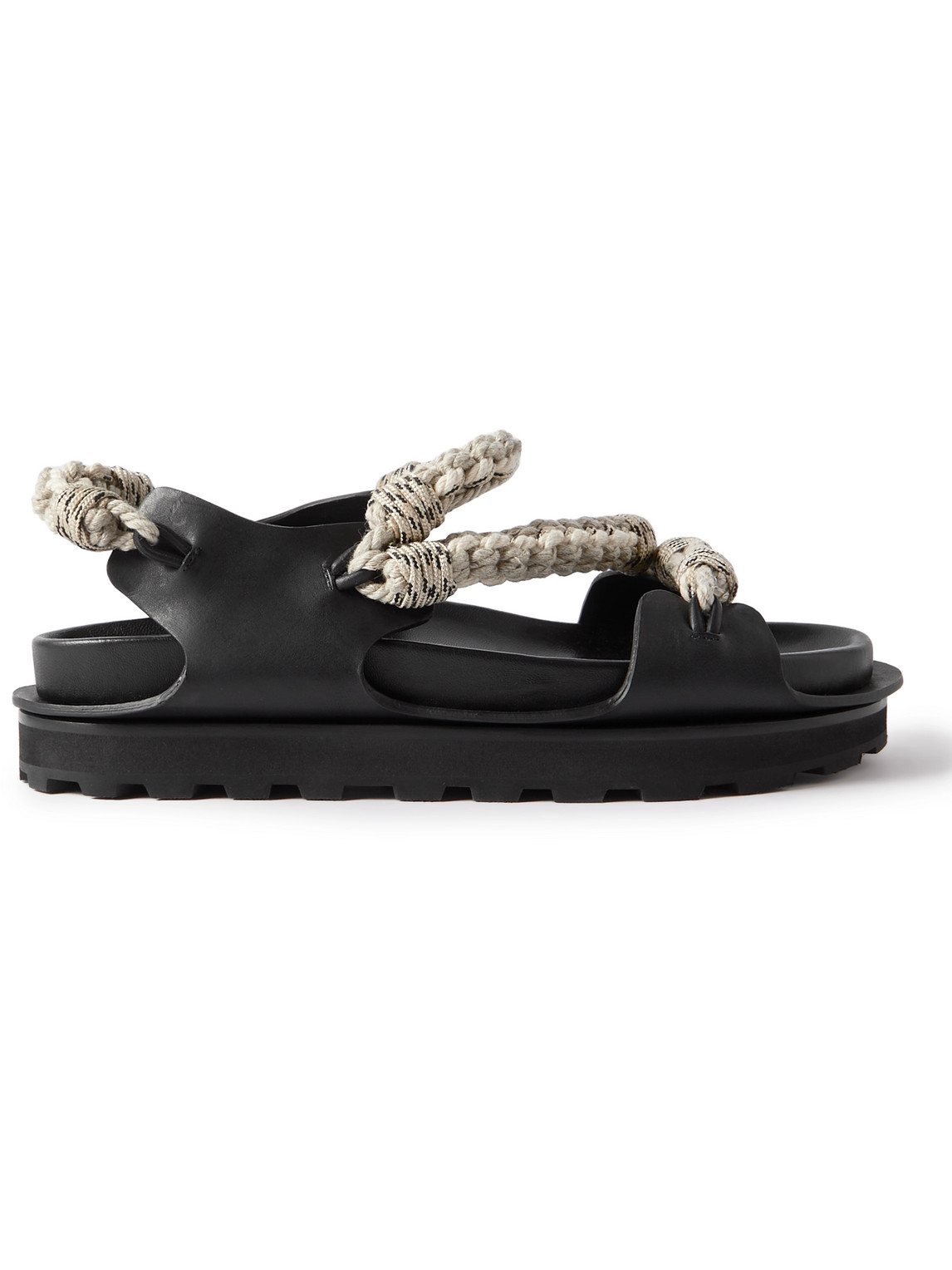 JIL SANDER LEATHER AND ROPE SANDALS