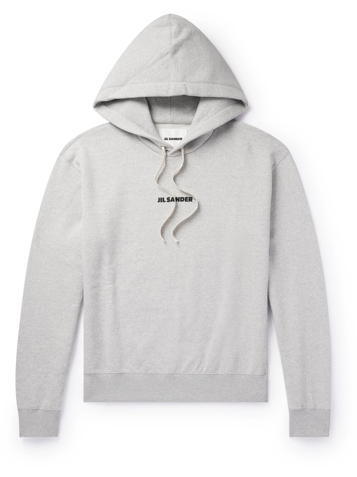 Jil Sander Logo-print Cotton-jersey Hoodie In Gray