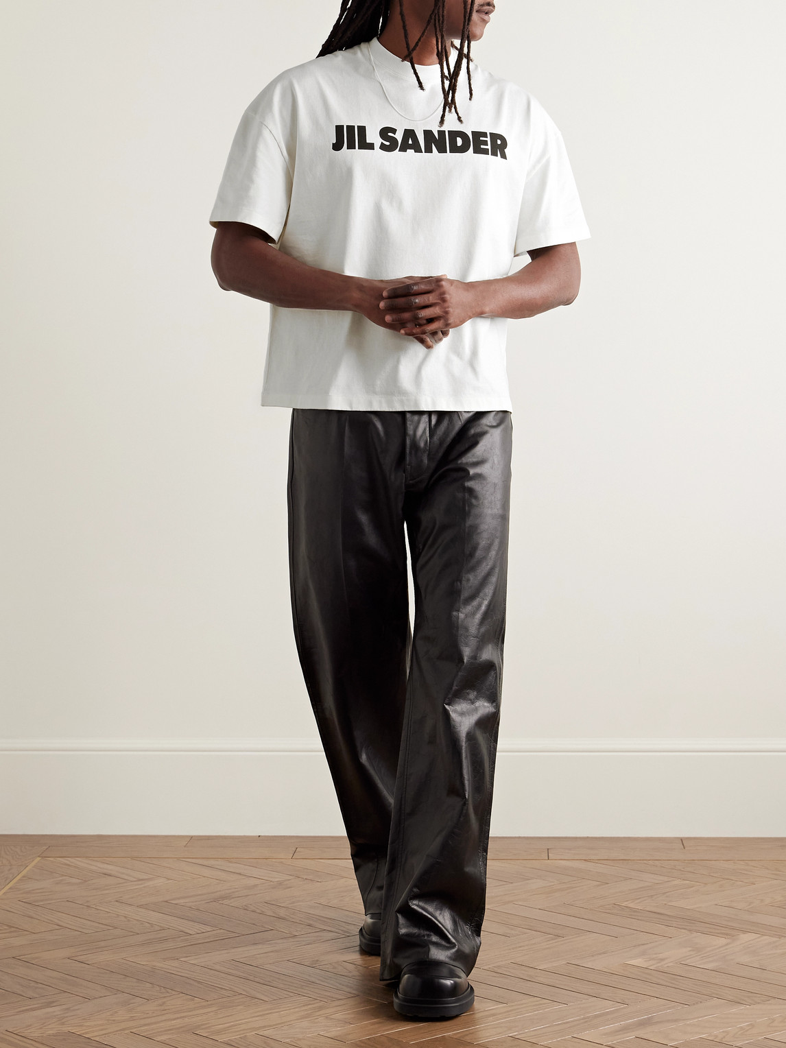 Jil Sander Logo T-shirt By . The Brand Presents A Minimalist Style That Is Appreciated Wor In Neutrals