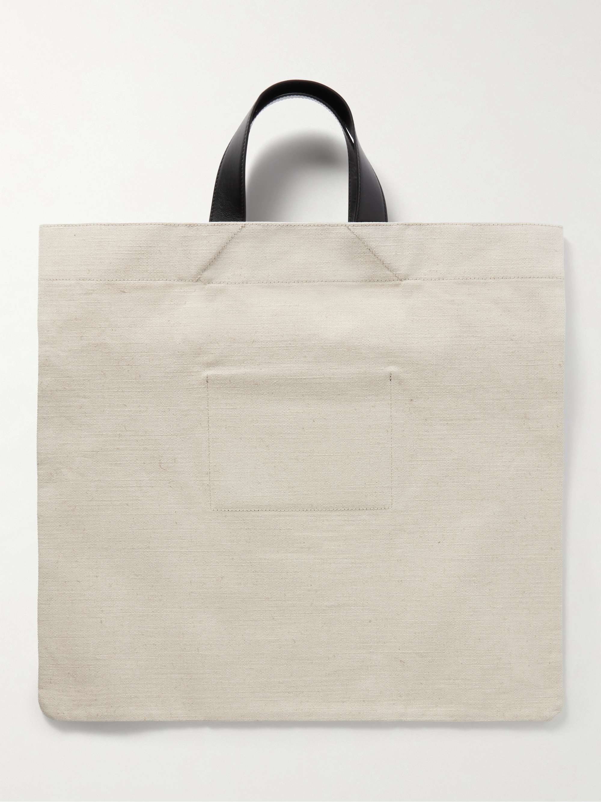 JIL SANDER Large Leather-Trimmed Logo-Print Canvas Tote Bag