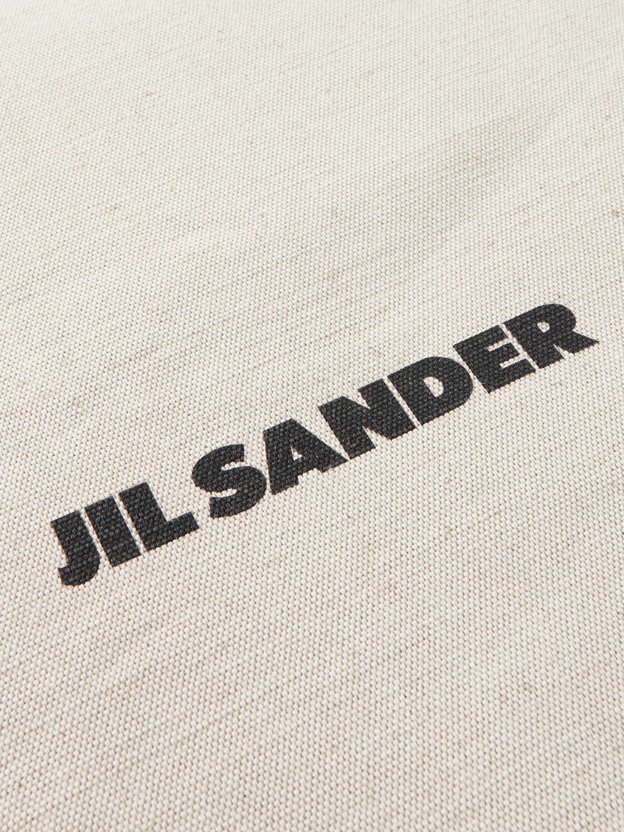JIL SANDER Large Leather-Trimmed Logo-Print Canvas Tote Bag