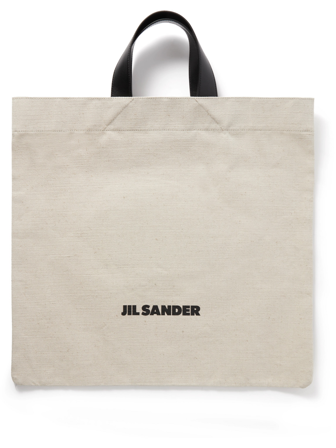 Jil Sander Canvas Tote Bag With Multiple Pockets And Leather Handles In Neutrals