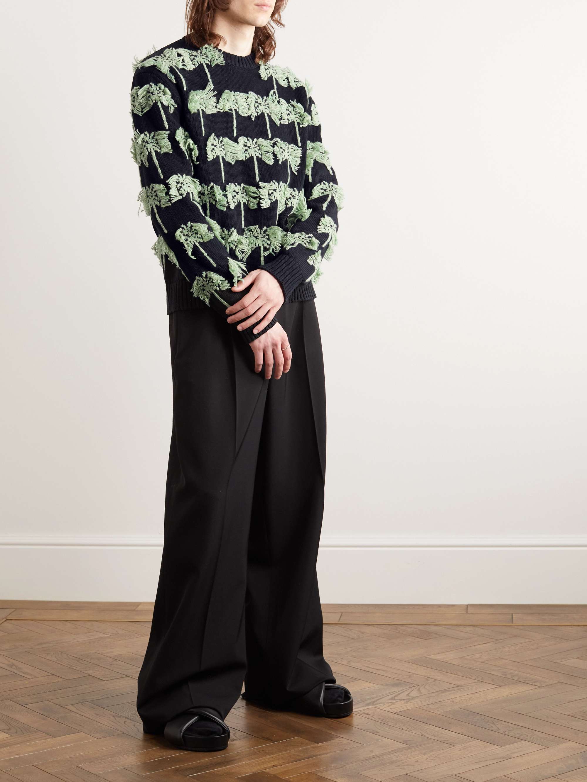 JIL SANDER Gima Intarsia Cotton and Wool-Blend Sweater