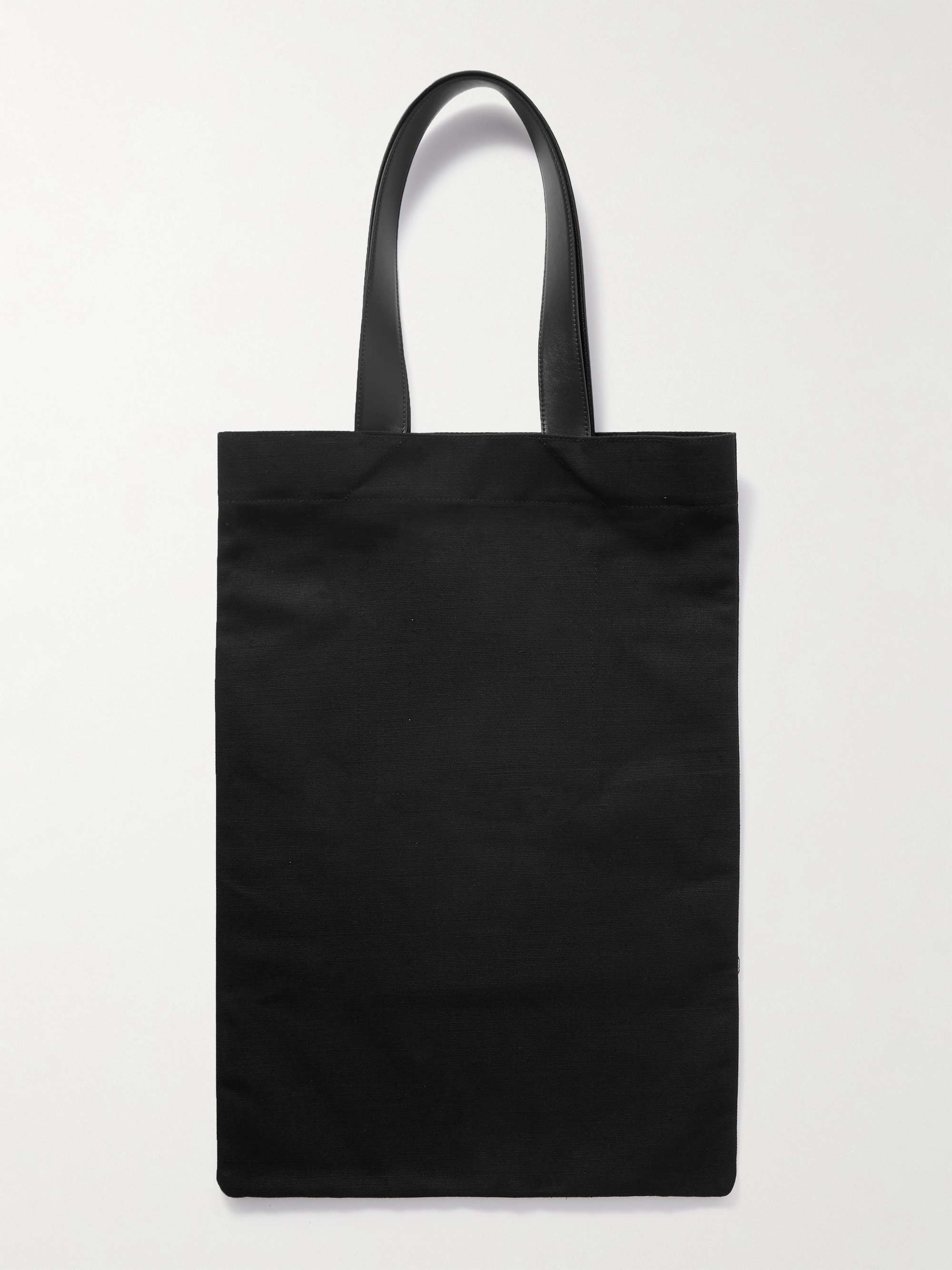 JIL SANDER Large Leather-Trimmed Logo-Print Canvas Tote Bag