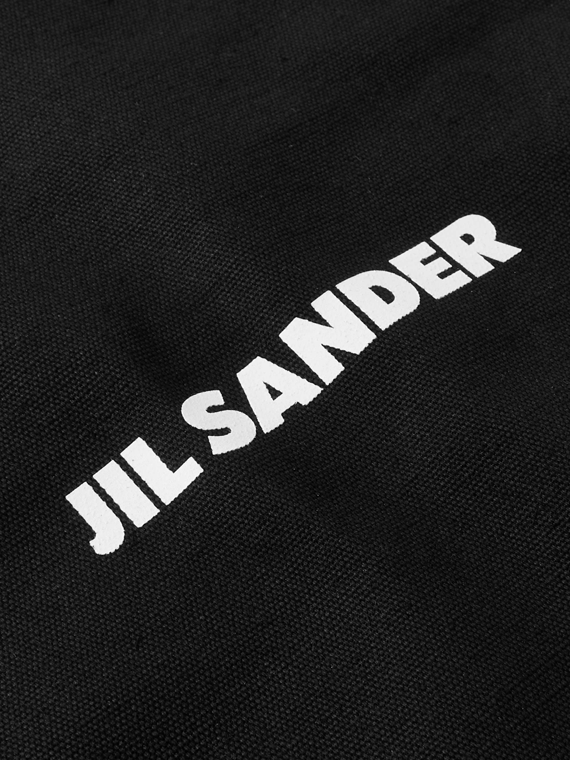 JIL SANDER Large Leather-Trimmed Logo-Print Canvas Tote Bag