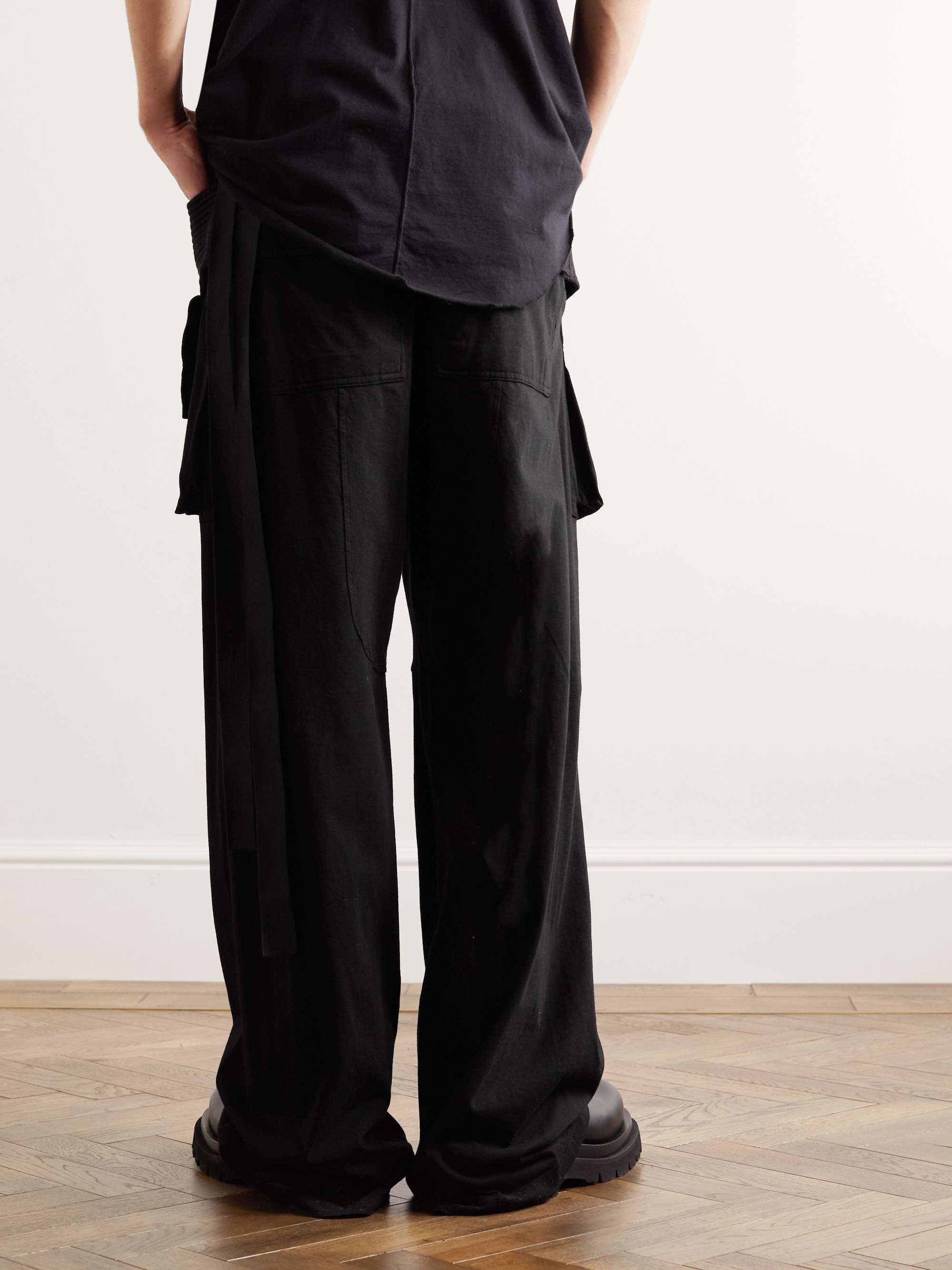 DRKSHDW BY RICK OWENS Creatch Straight-Leg Cotton-Jersey Drawstring Cargo Trousers