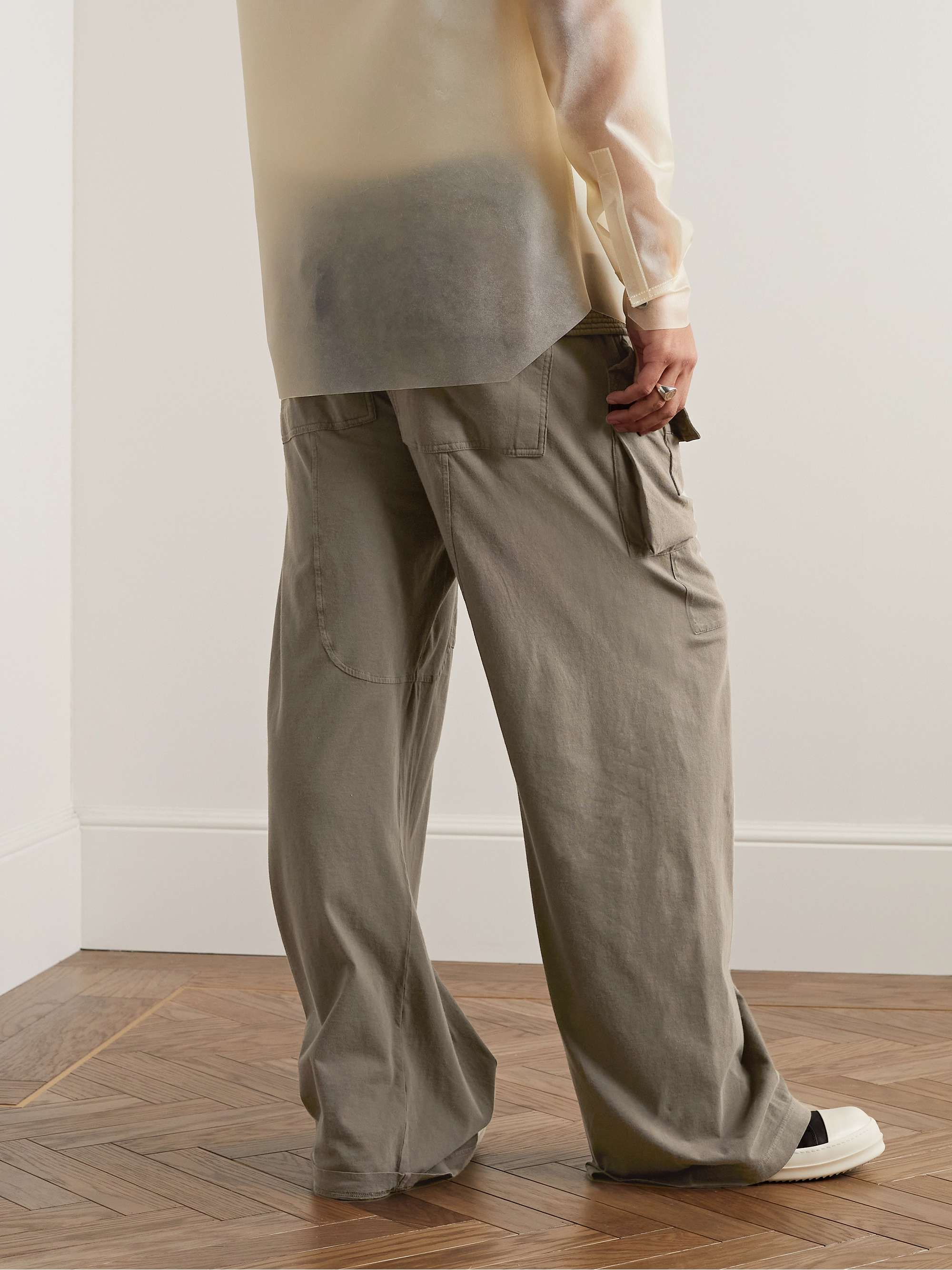DRKSHDW BY RICK OWENS Creatch Straight-Leg Cotton-Jersey Drawstring Cargo Trousers