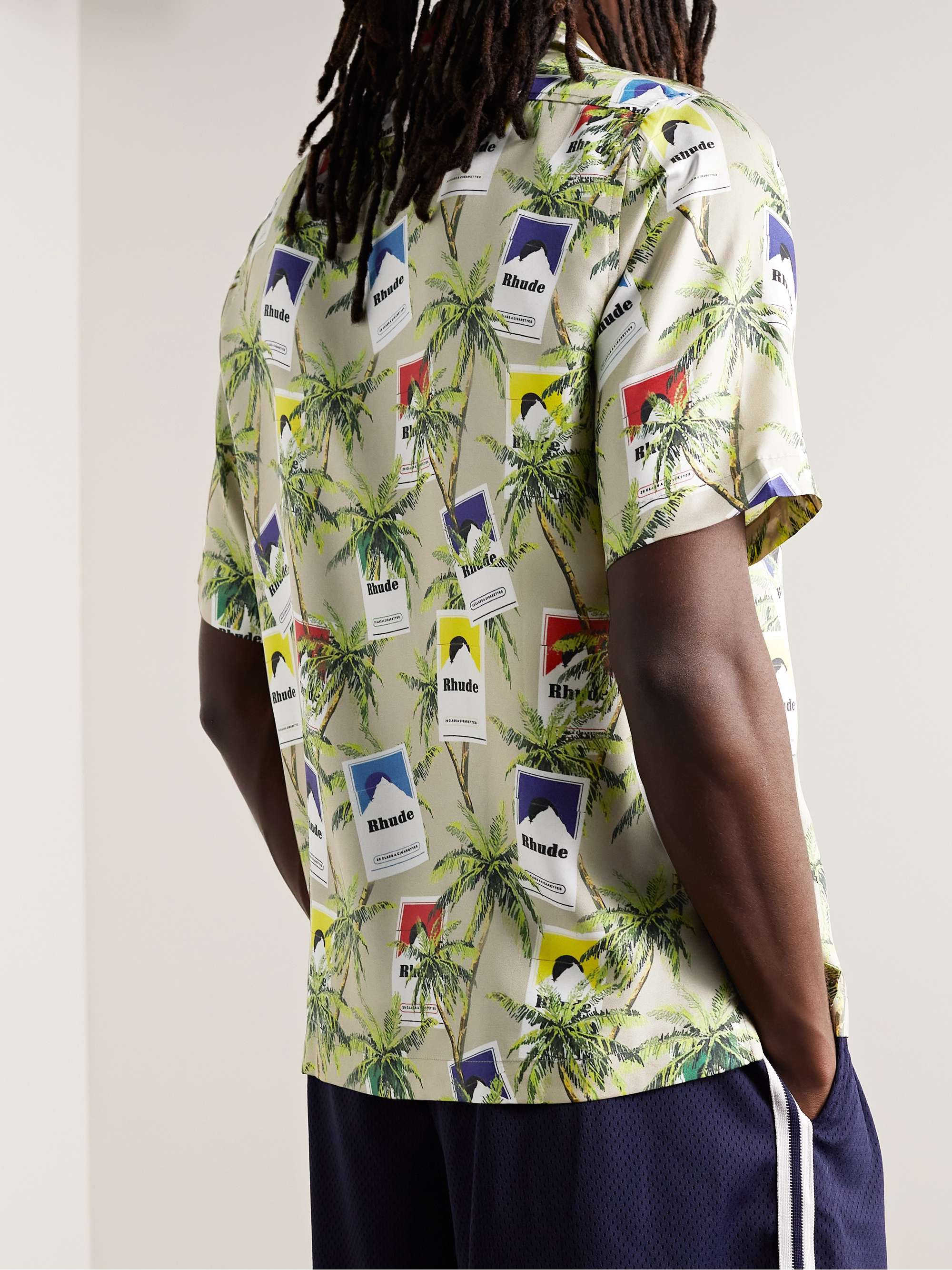 RHUDE Camp-Collar Printed Silk-Twill Shirt