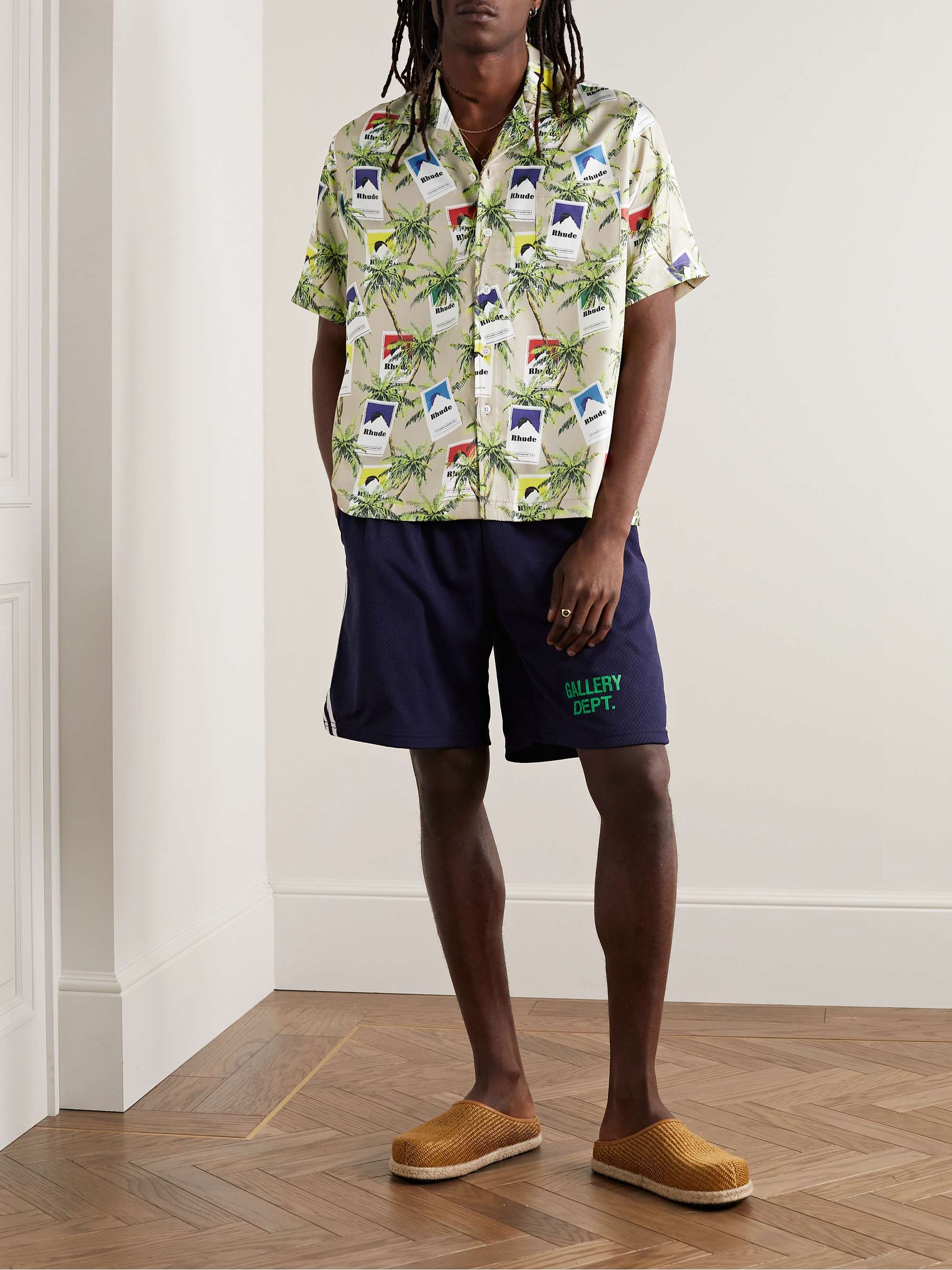 RHUDE Camp-Collar Printed Silk-Twill Shirt