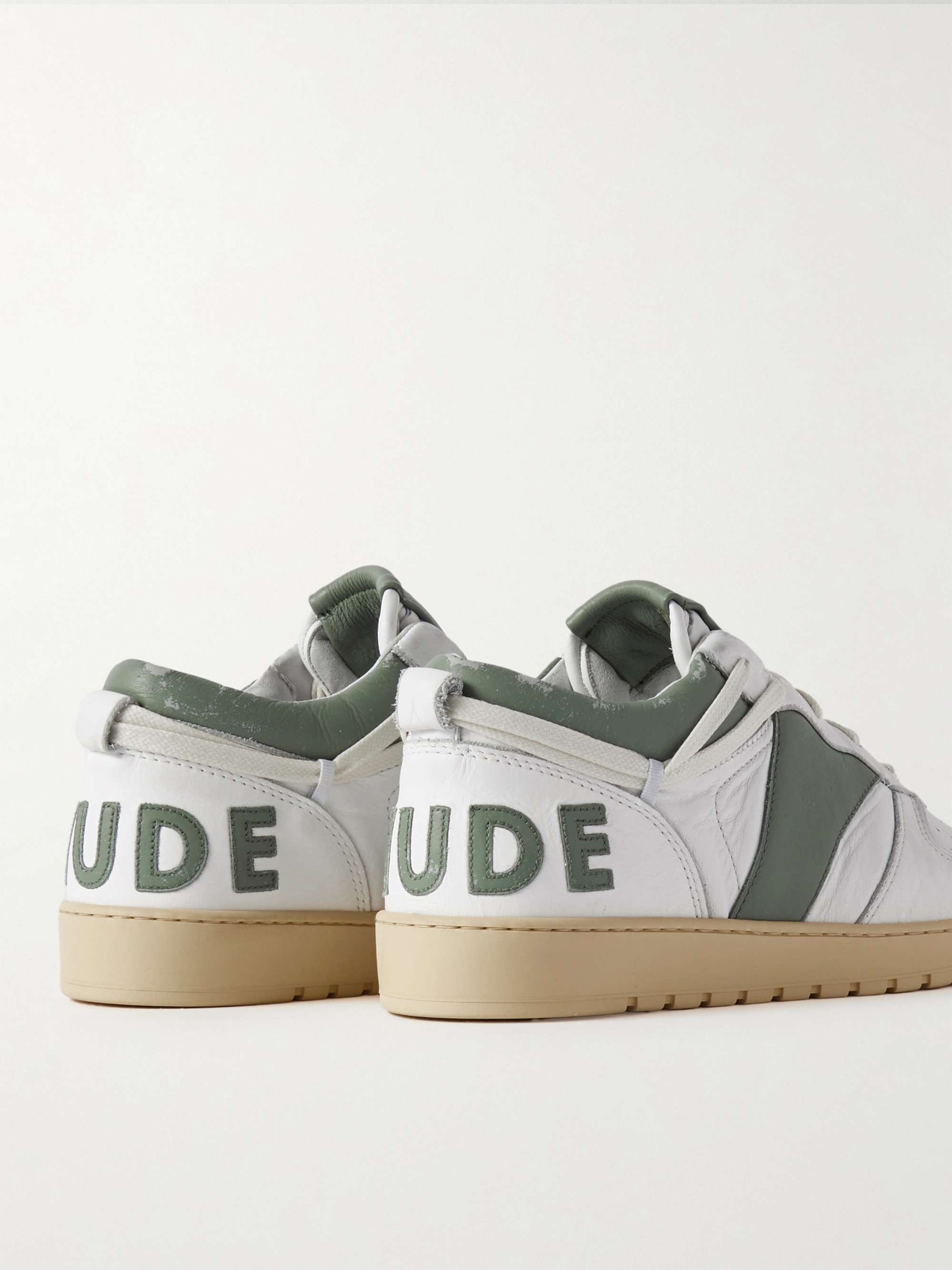 RHUDE Rhecess Colour-Block Distressed Leather Sneakers