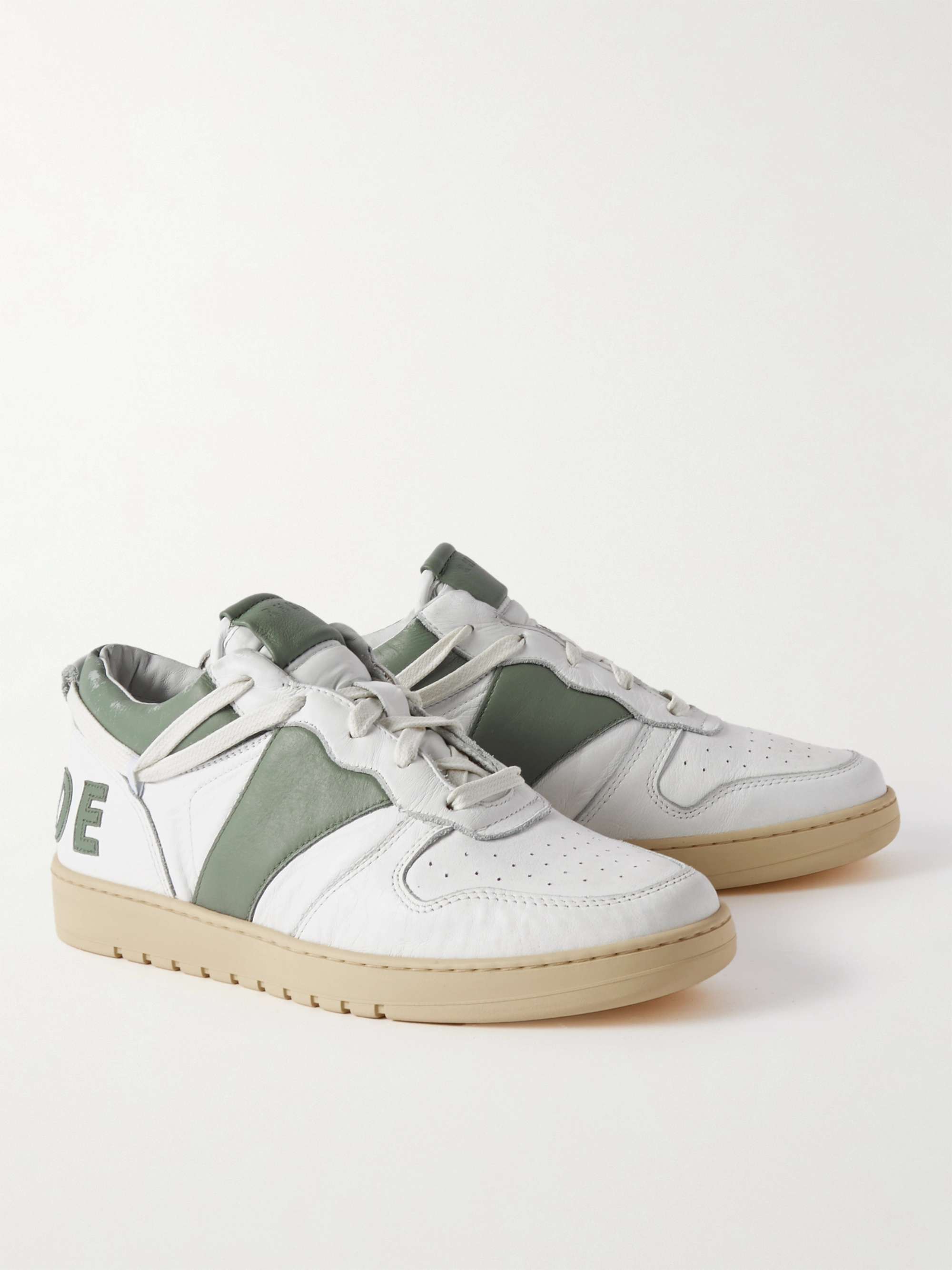 RHUDE Rhecess Colour-Block Distressed Leather Sneakers