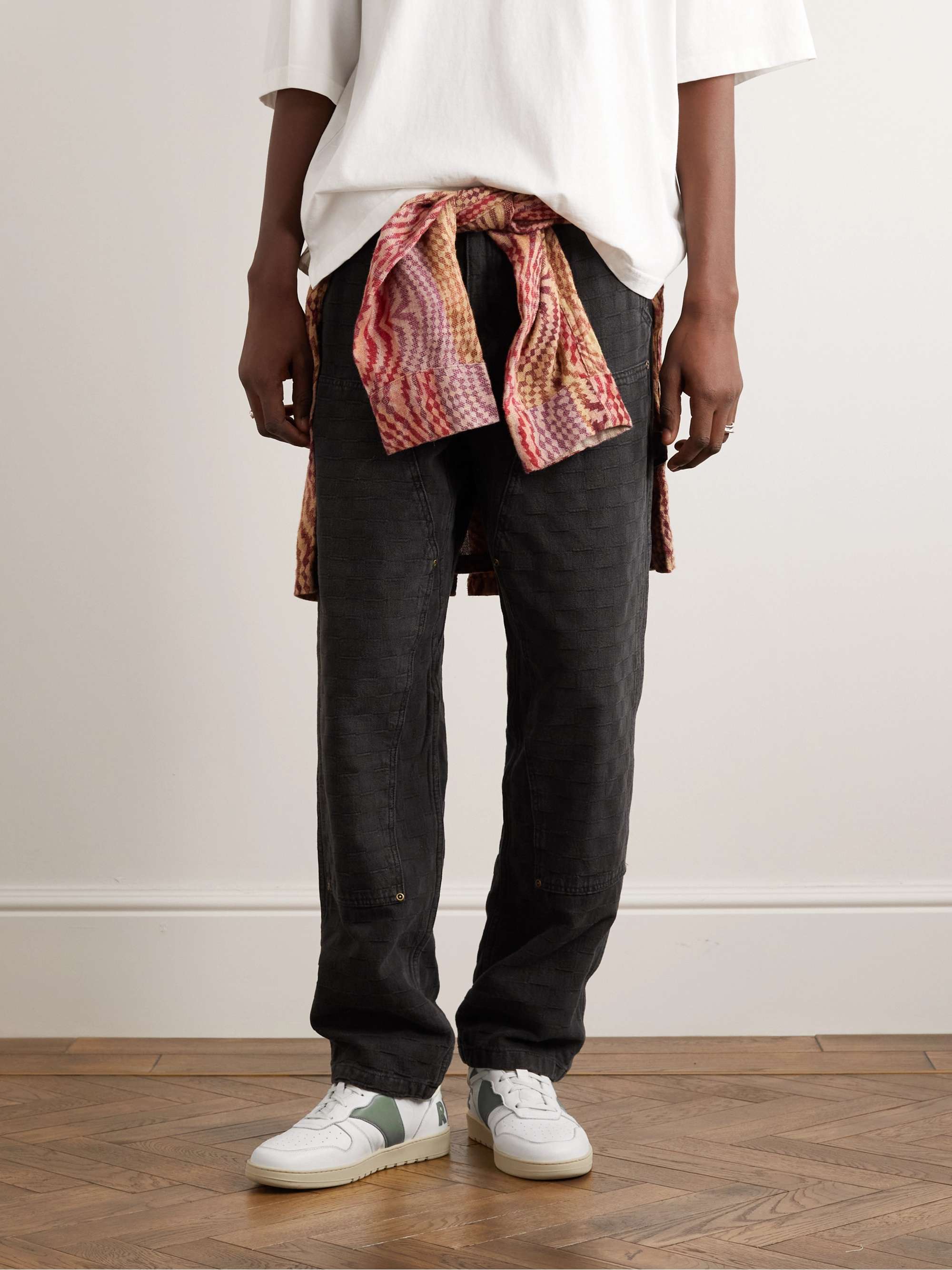RHUDE Rhecess Colour-Block Distressed Leather Sneakers