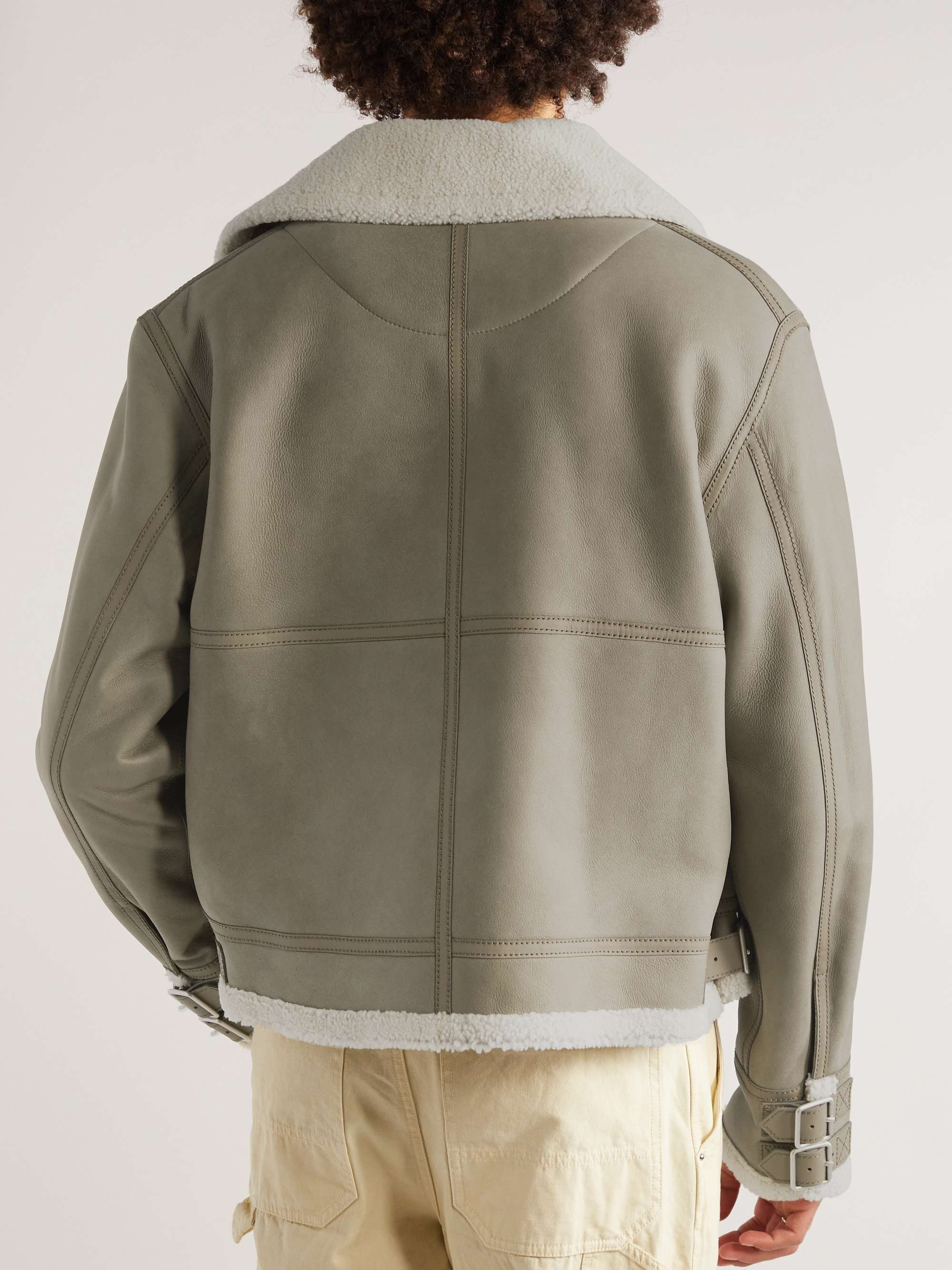 LOEWE Leather-Trimmed Shearling Jacket