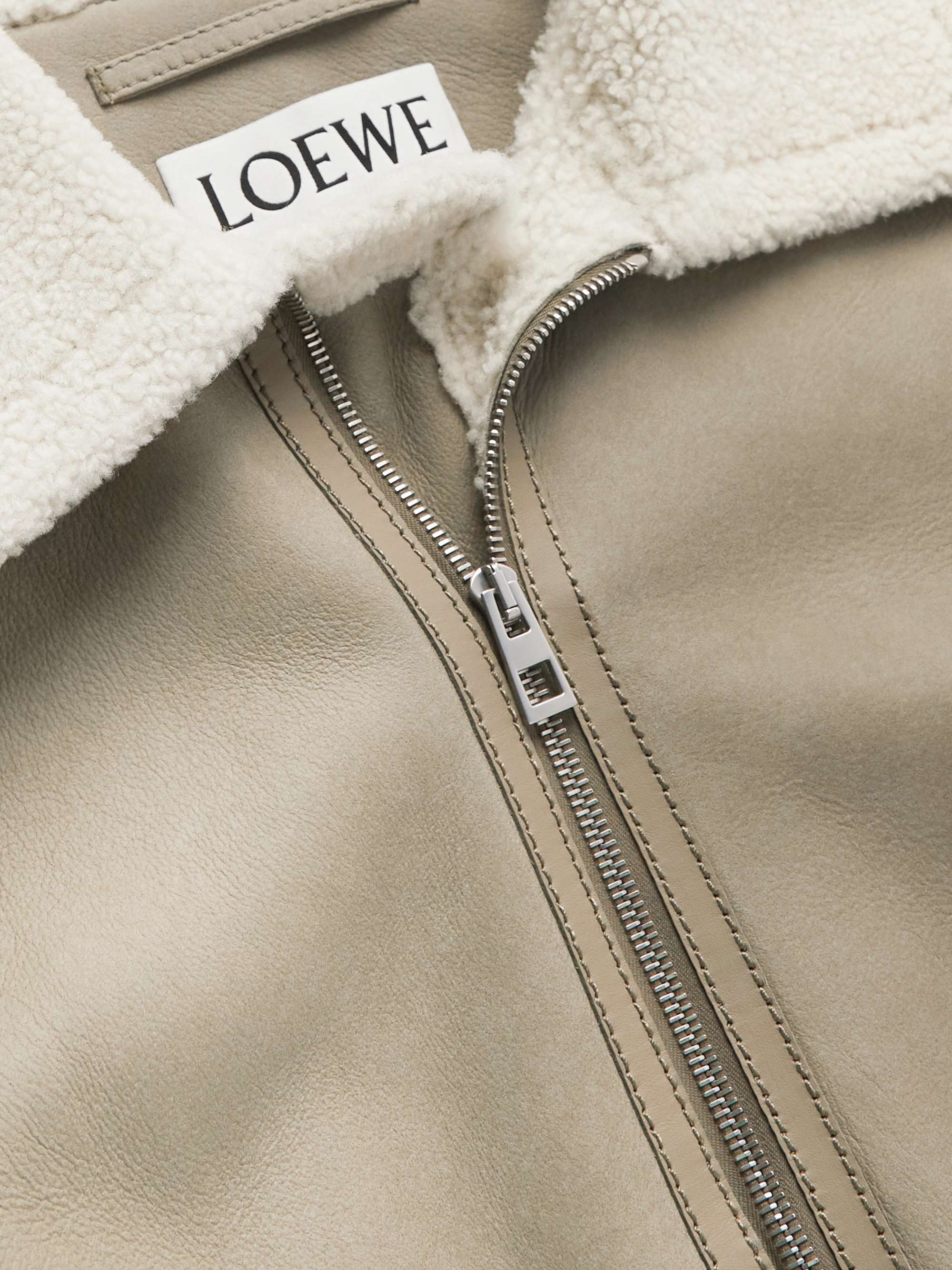 LOEWE Leather-Trimmed Shearling Jacket