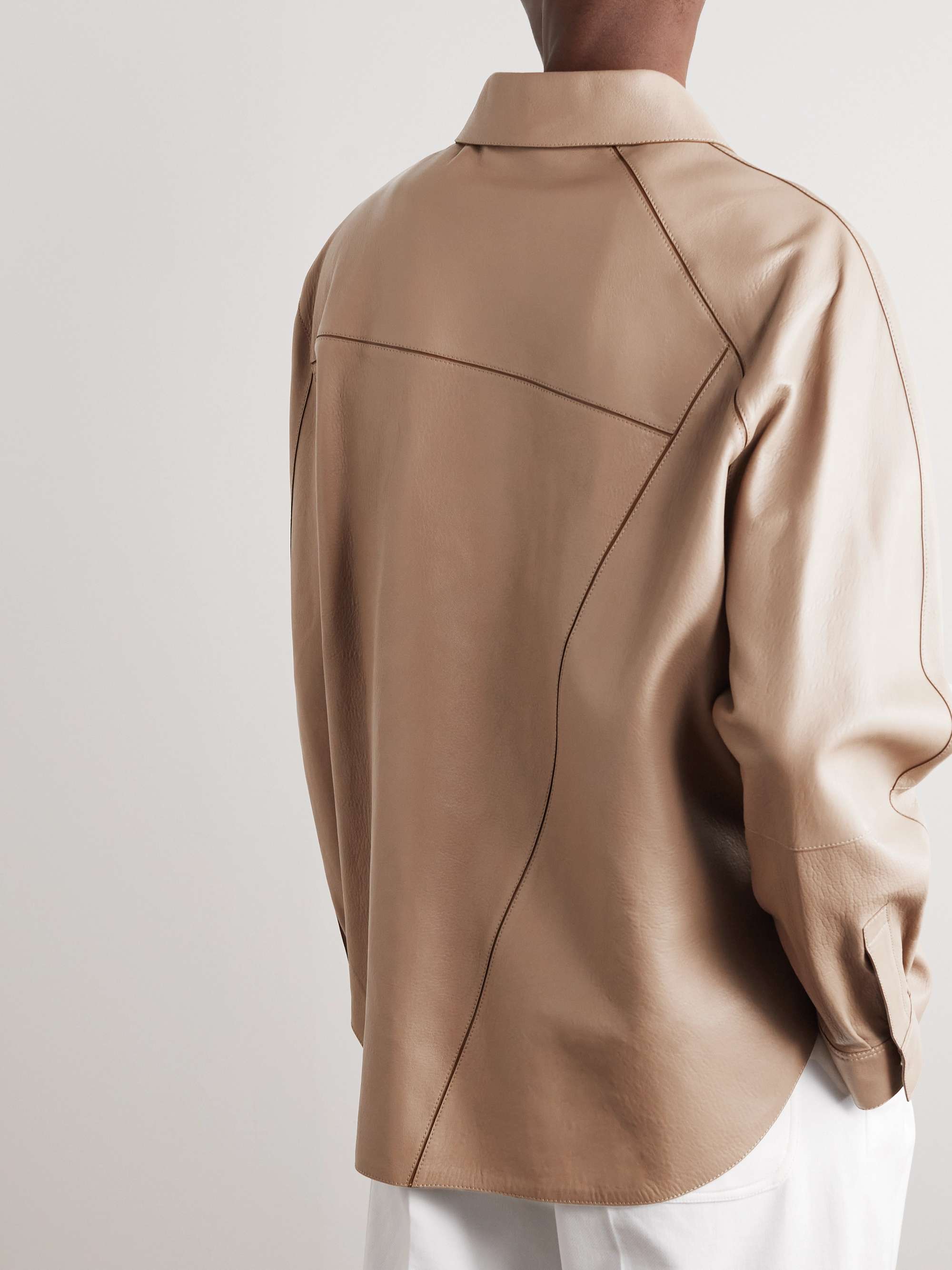 LOEWE Puzzle Logo-Debossed Leather Overshirt