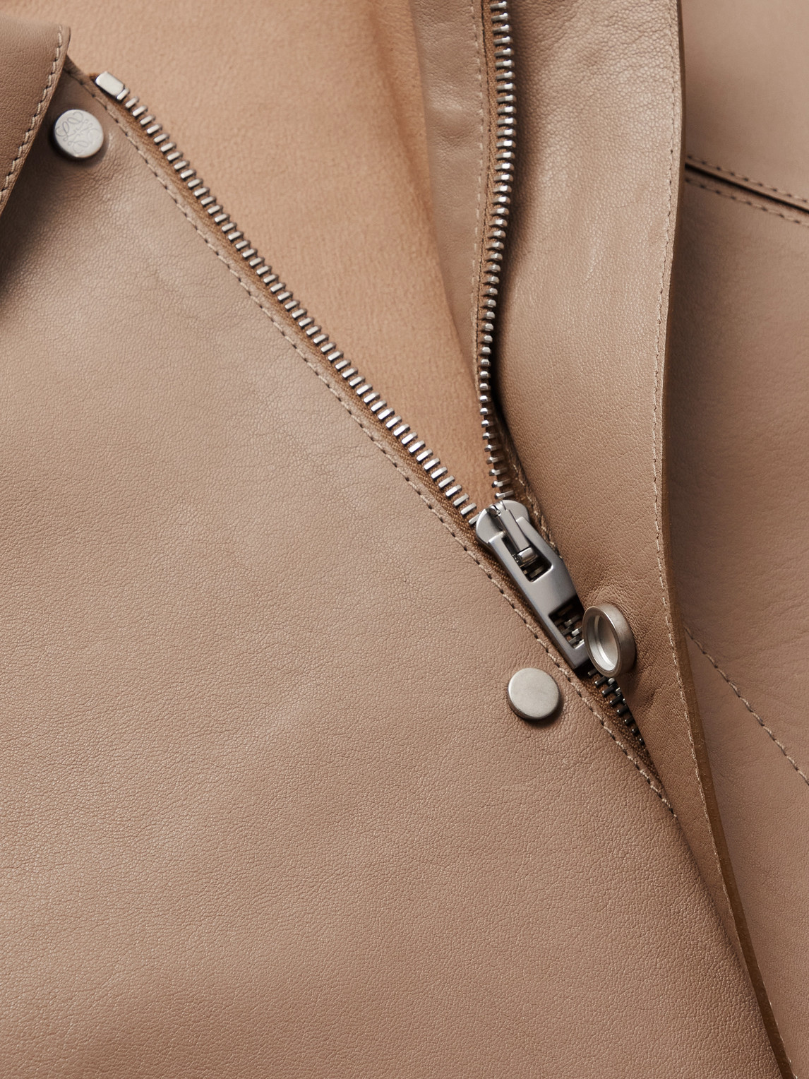  Loewe - Puzzle Logo-debossed Leather Overshirt - Men - Neutrals - It 46 