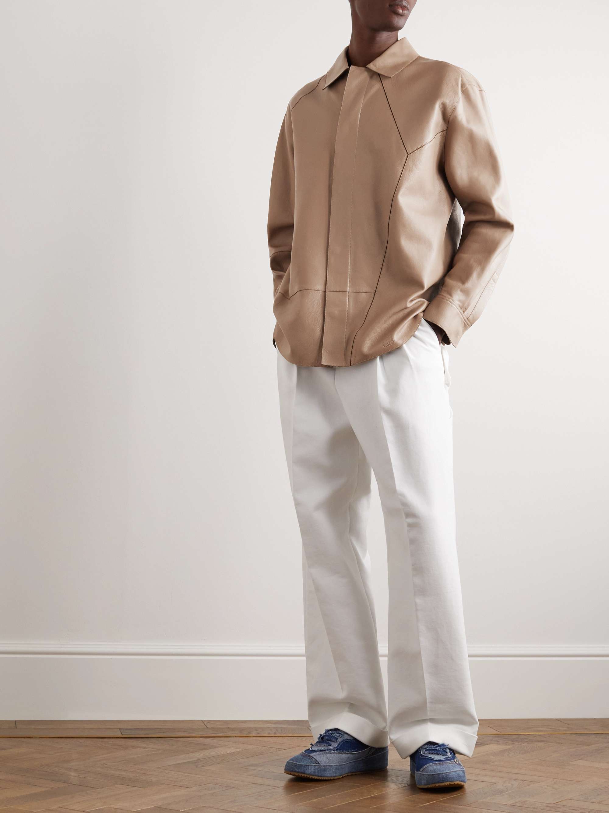 LOEWE Puzzle Logo-Debossed Leather Overshirt