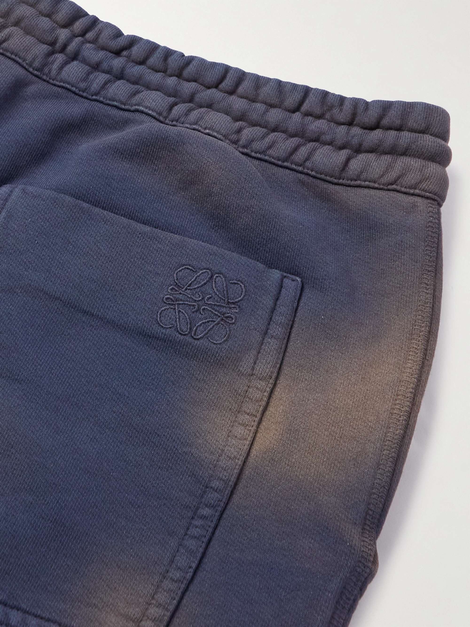 LOEWE Garment-Dyed Logo-Embroidered Straight-Leg Cotton-Jersey Drawstring Shorts