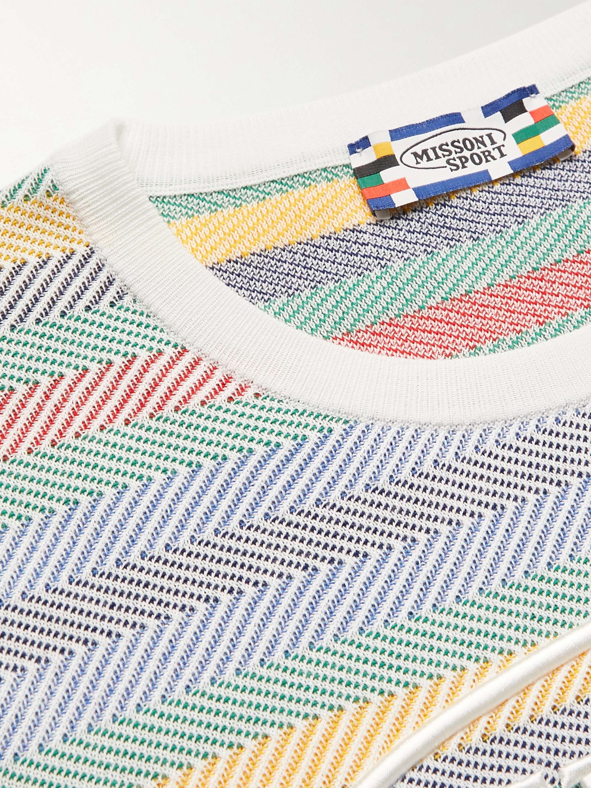 Logo-Embroidered Striped Cotton-Jacquard T-Shirt