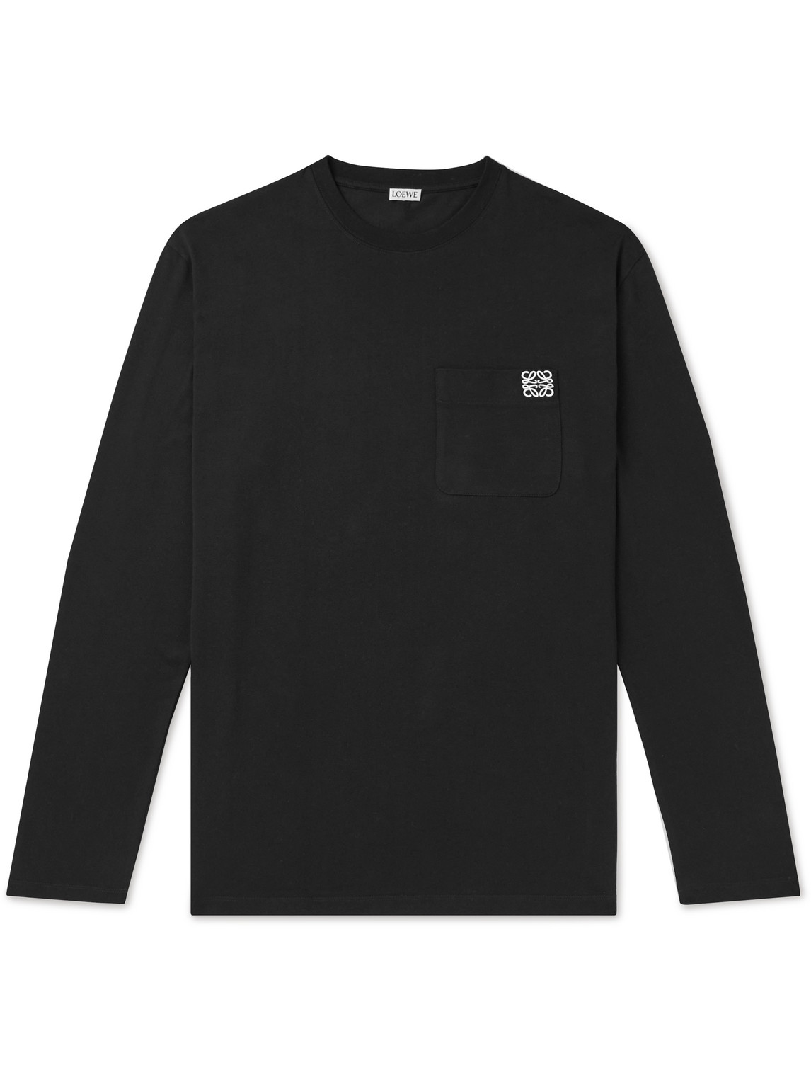 Loewe Logo-embroidered Cotton-jersey T-shirt In Black