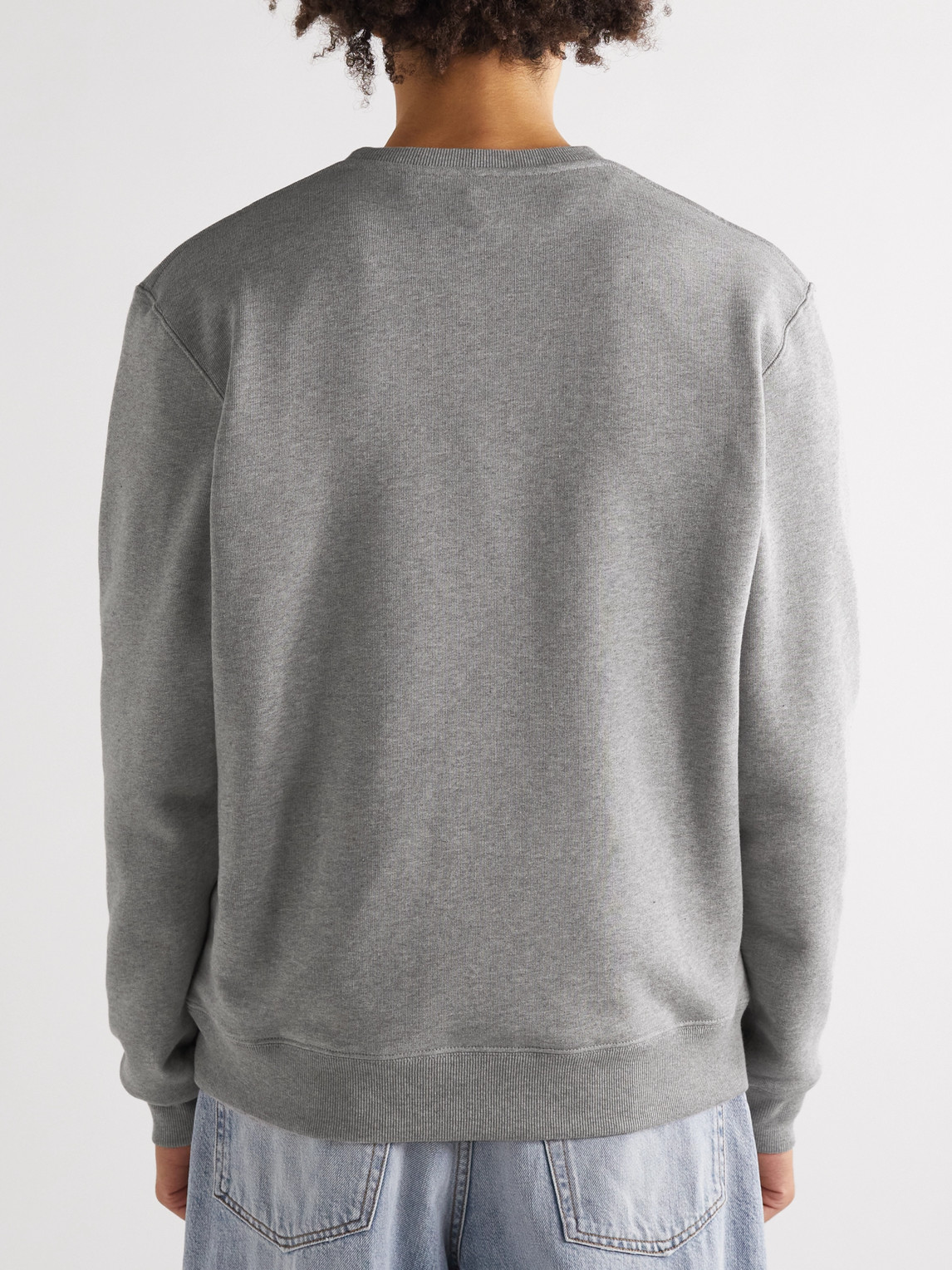 Shop Loewe Logo-embroidered Cotton-jersey Sweatshirt In Gray