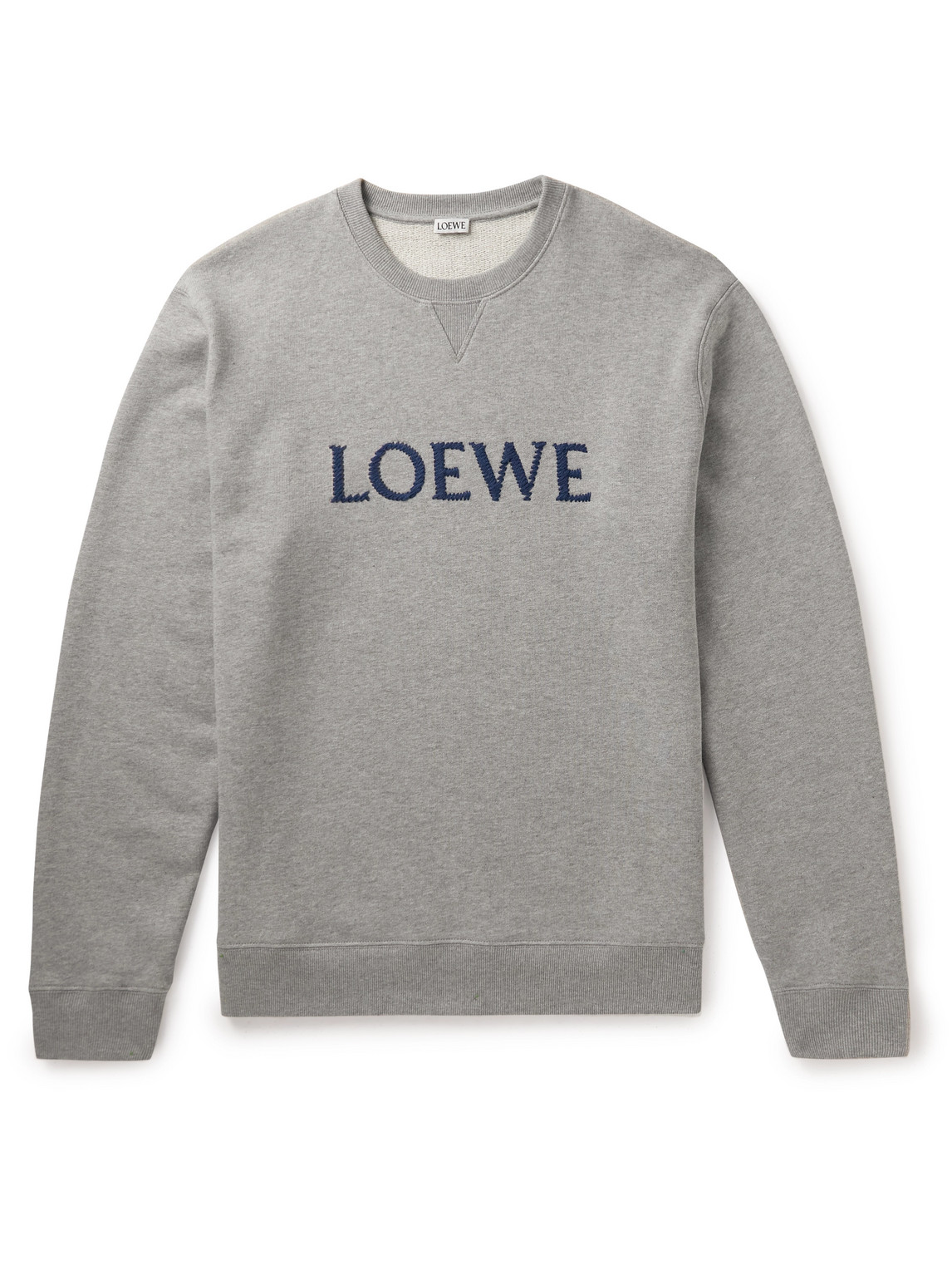 Loewe Logo-embroidered Cotton-jersey Sweatshirt In Gray