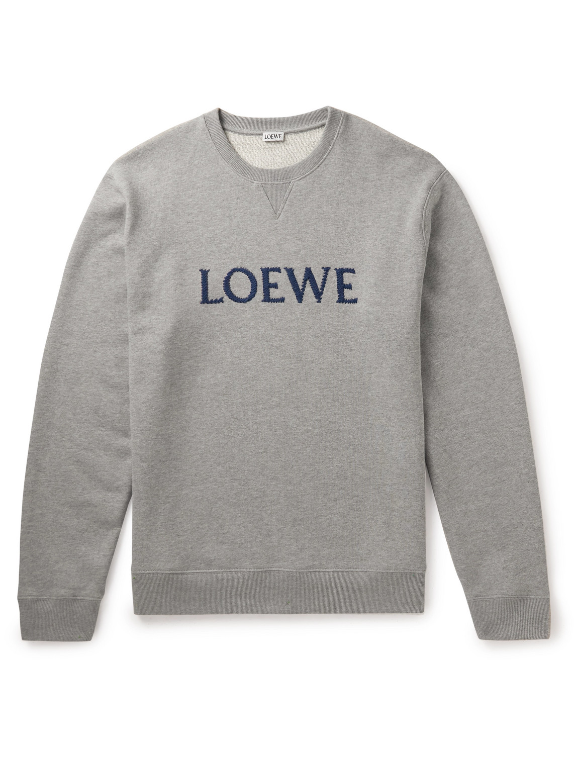 Shop Loewe Logo-embroidered Cotton-jersey Sweatshirt In Gray