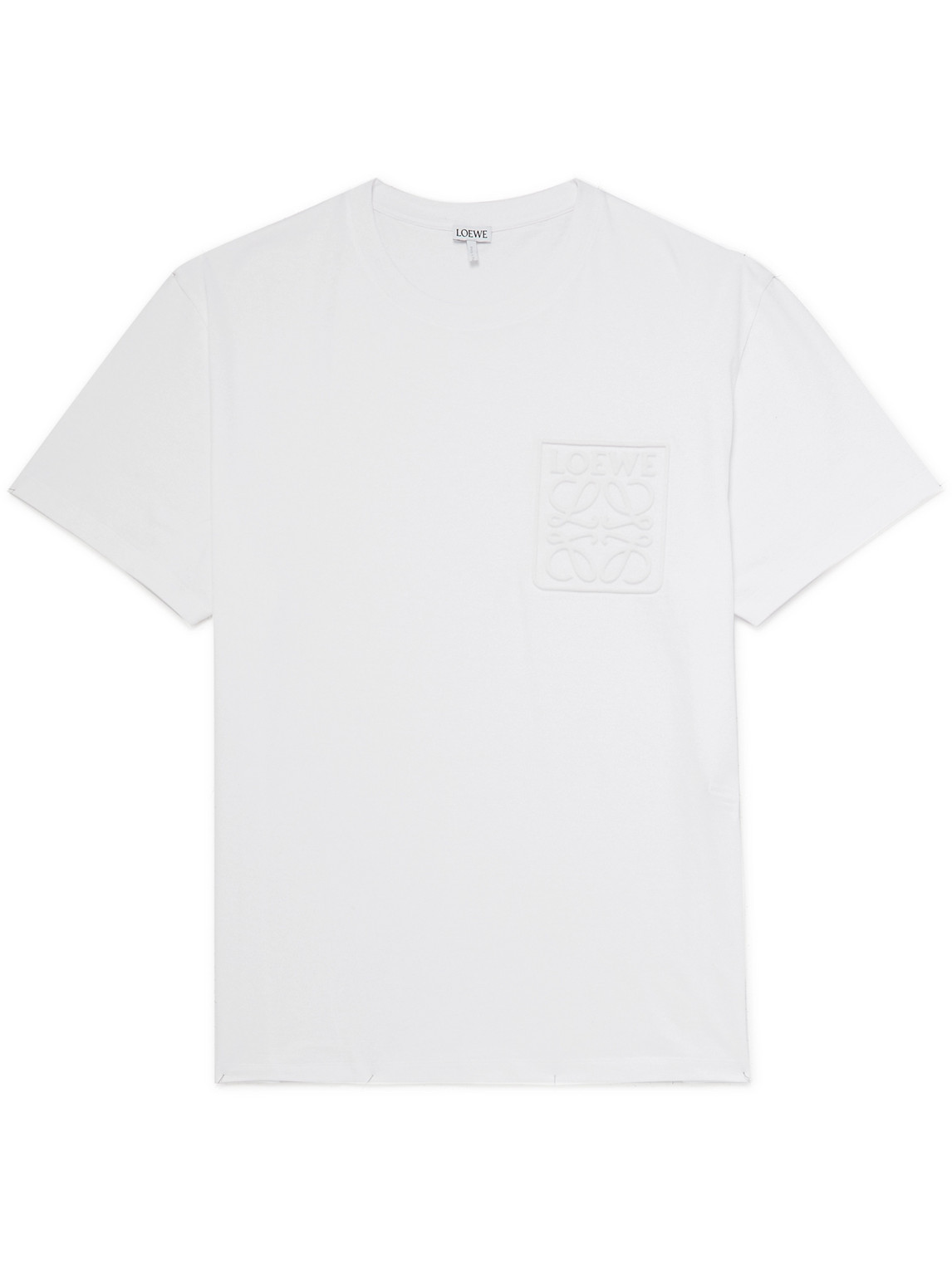 Loewe Anagram Debossed Crewneck Short Sleeve Cotton T-shirt In White