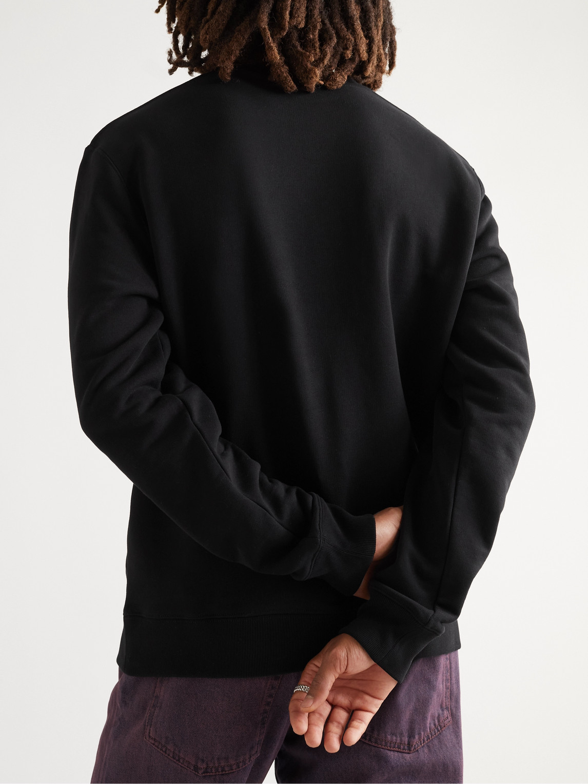 Shop Loewe Logo-embroidered Cotton-jersey Sweatshirt In Black