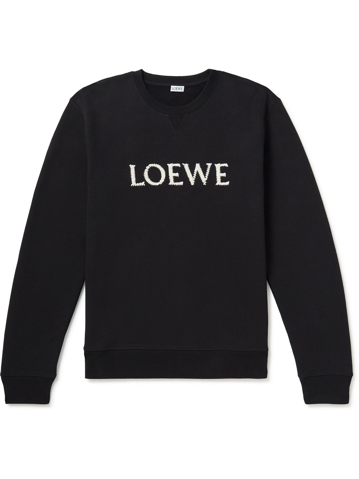 Loewe Logo-embroidered Cotton-jersey Sweatshirt In Black