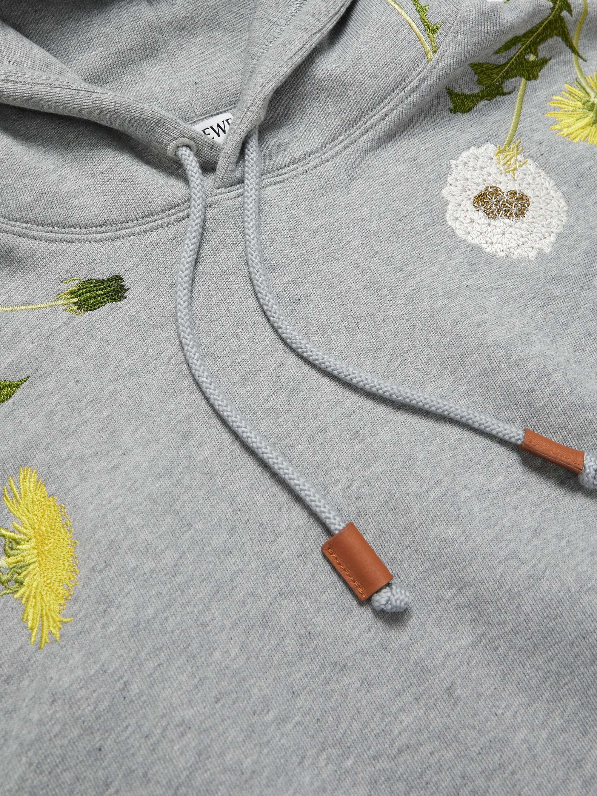 LOEWE Anagram Flowers Embroidered Cotton-Jersey Hoodie