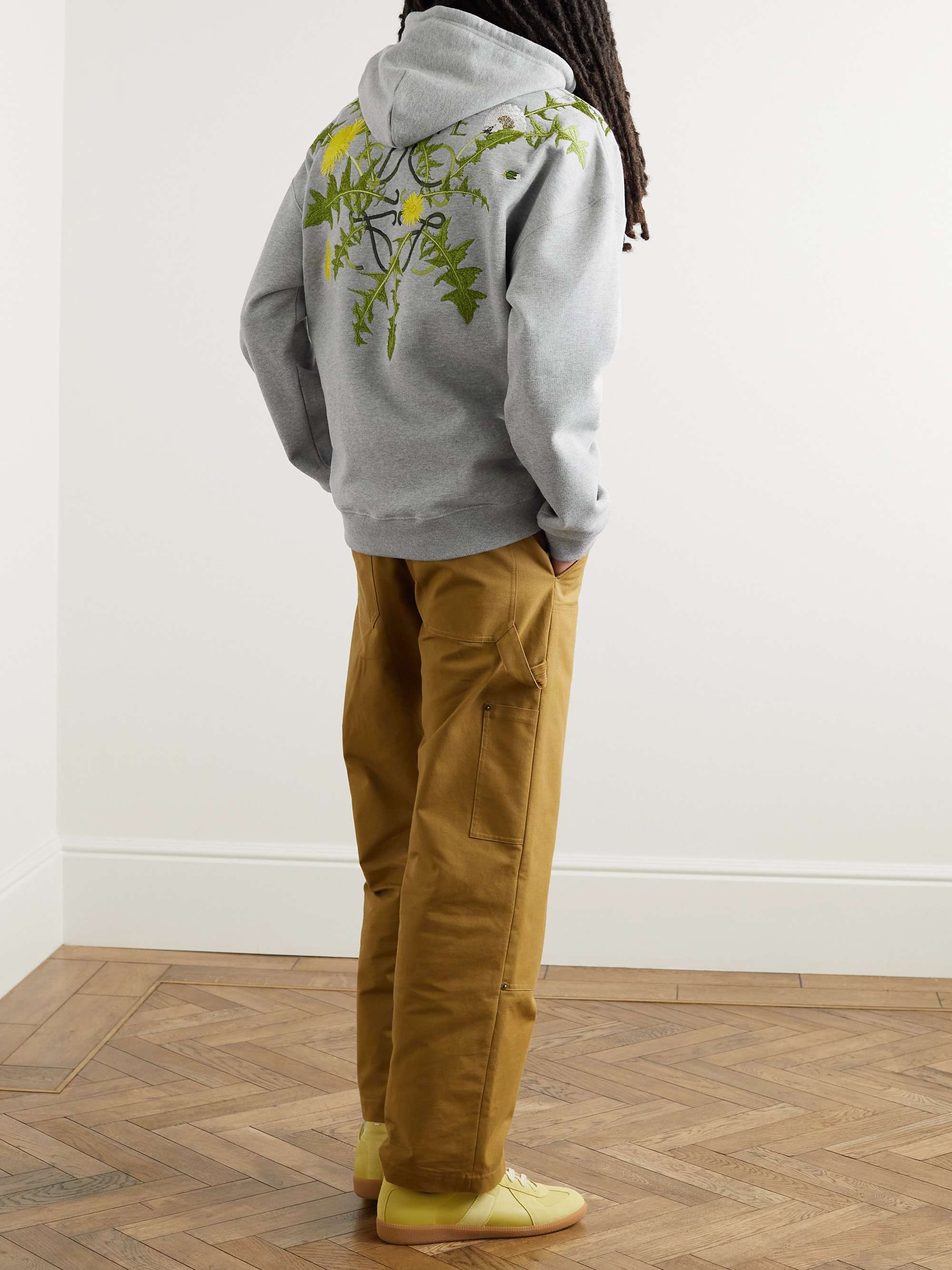 LOEWE Anagram Flowers Embroidered Cotton-Jersey Hoodie