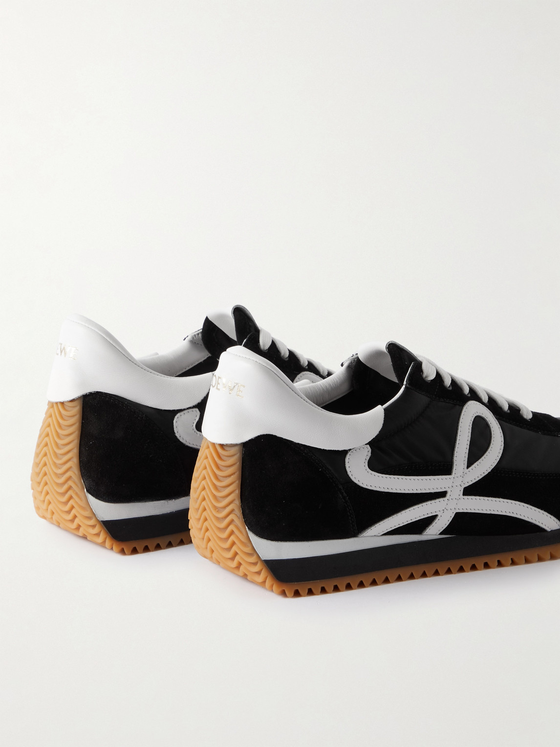 Shop Loewe Flow Runner Leather-trimmed Suede And Nylon Sneakers In Black