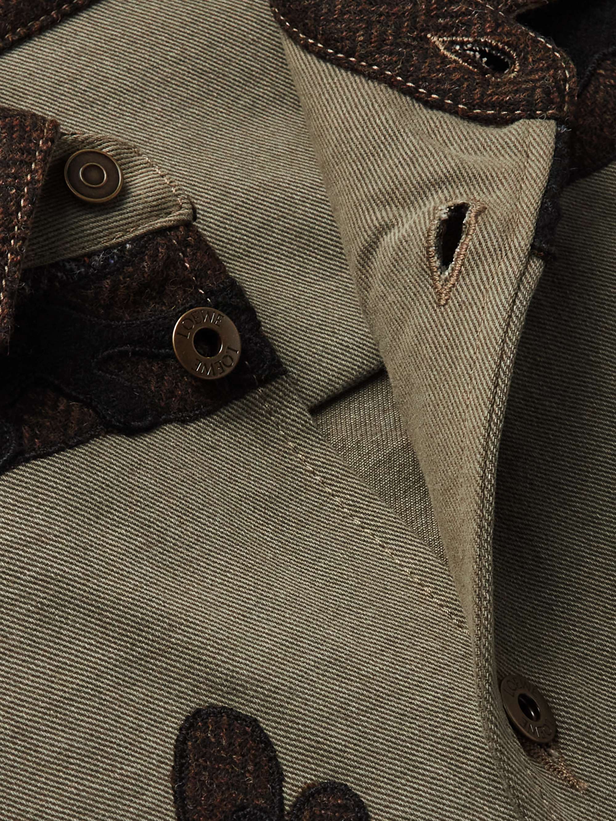 LOEWE Suede-Trimmed Appliquéd Denim Overshirt