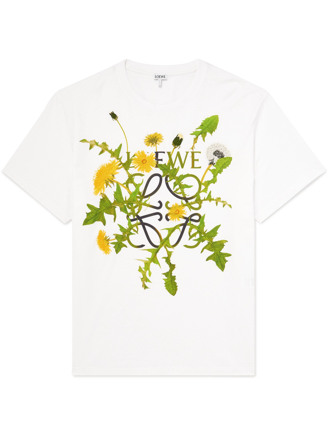 Loewe Floral Anagram-print Embroidered Cotton T-shirt In White