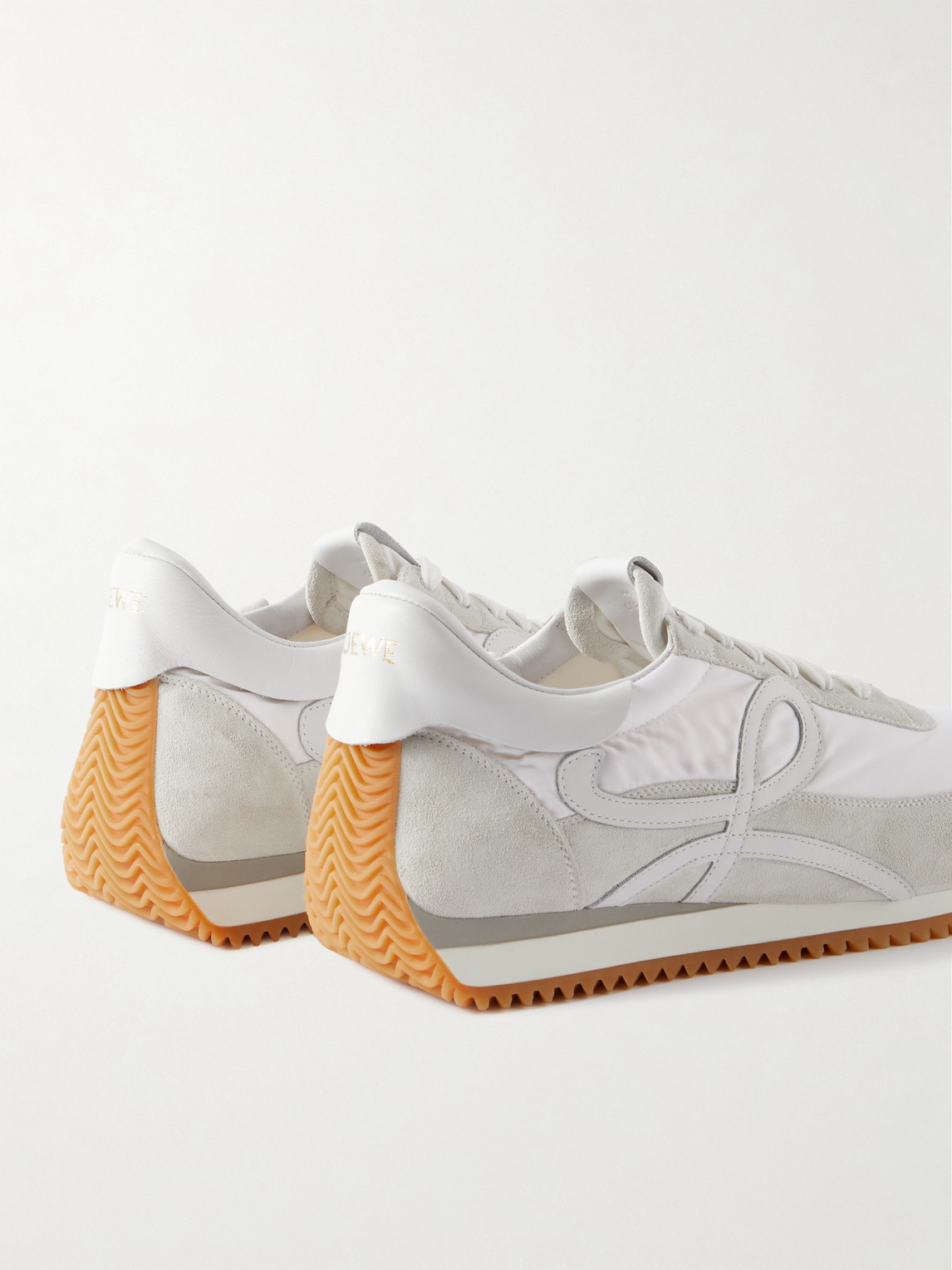 Shop Loewe Flow Runner Leather-trimmed Suede And Nylon Sneakers In White