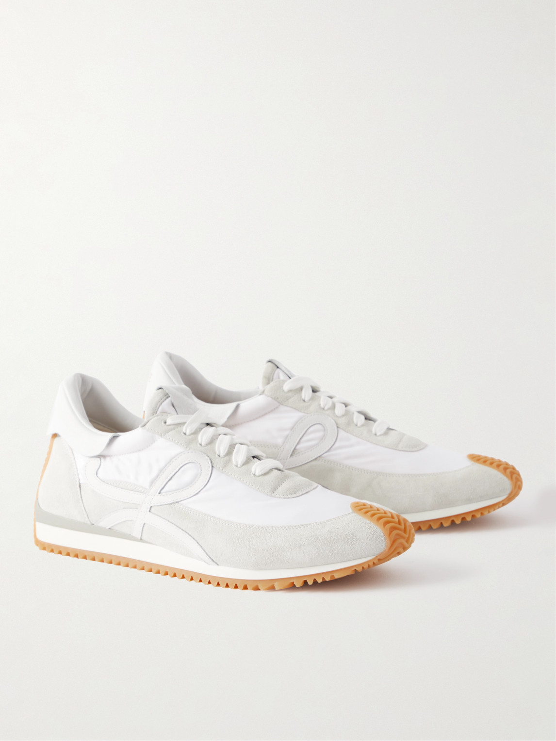 Shop Loewe Flow Runner Leather-trimmed Suede And Nylon Sneakers In White