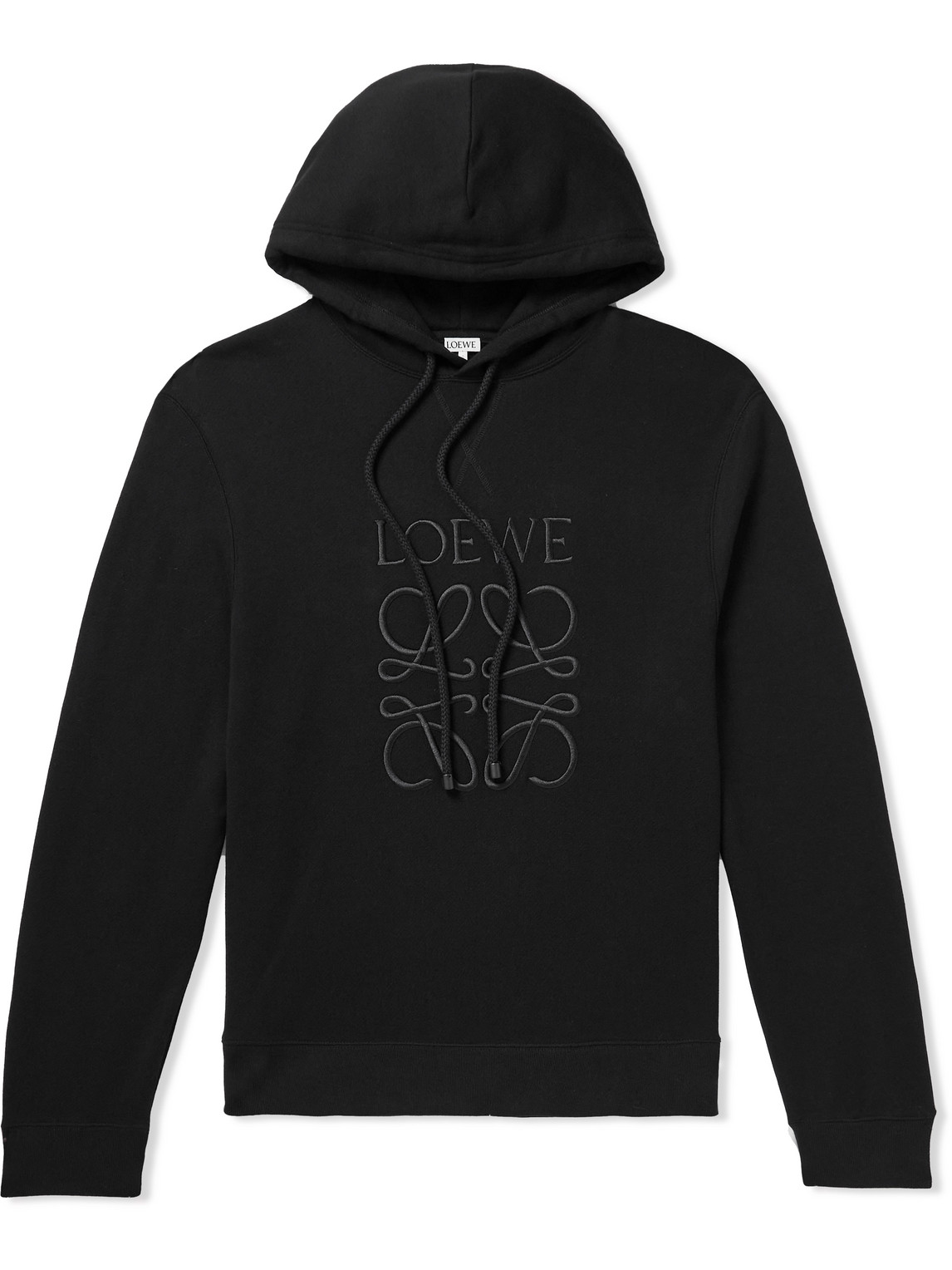 LOEWE LOGO-EMBROIDERED COTTON-JERSEY HOODIE