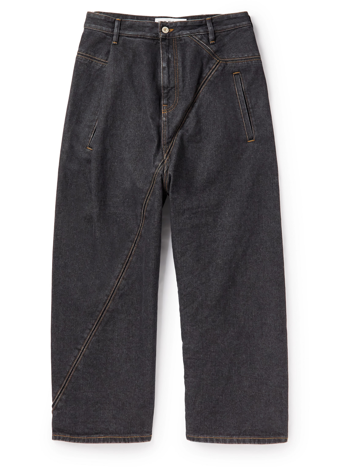 LOEWE PUZZLE CROPPED LEATHER-TRIMMED JEANS