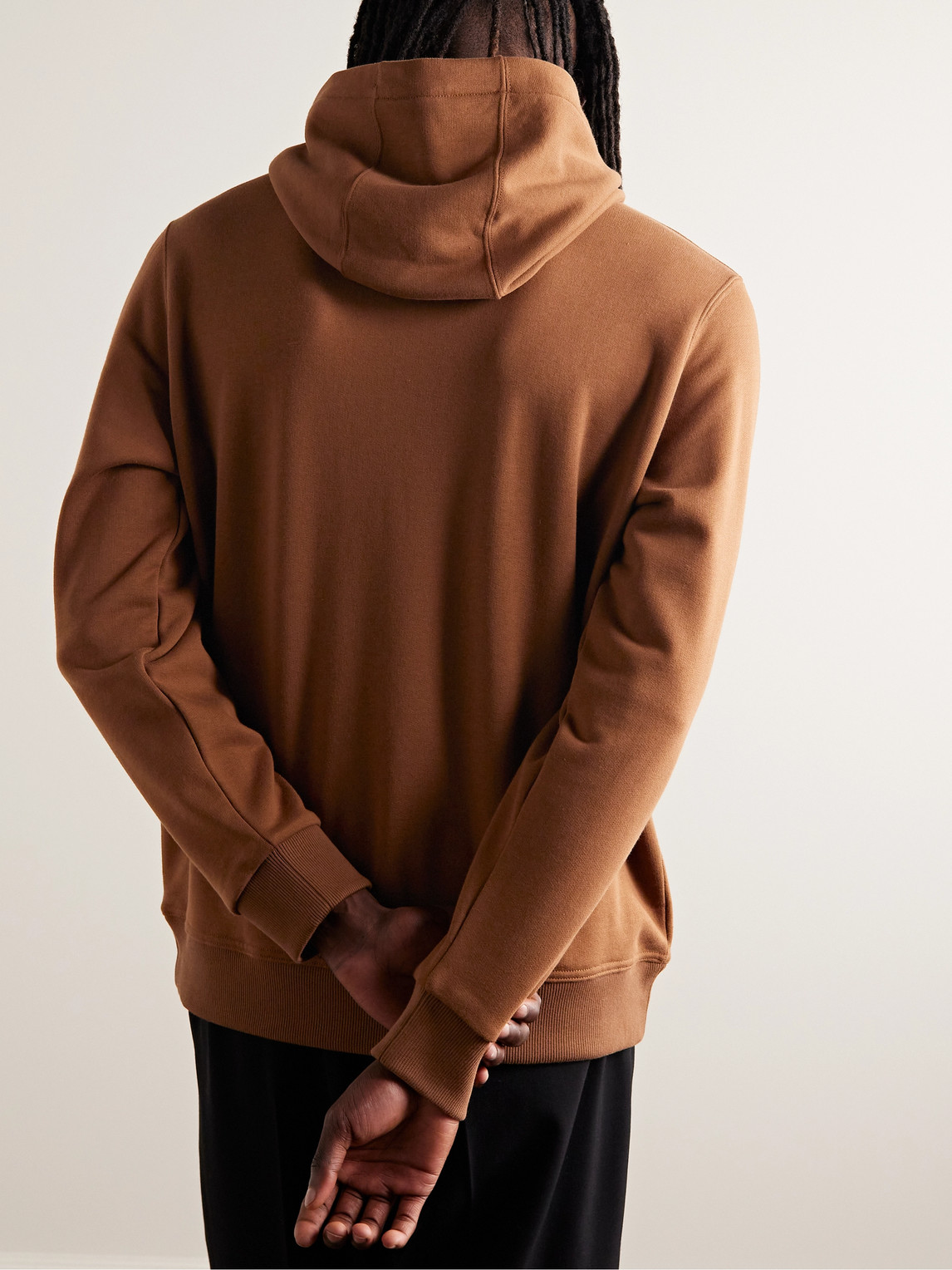 Shop Burberry Logo-print Cotton-jersey Hoodie In Brown