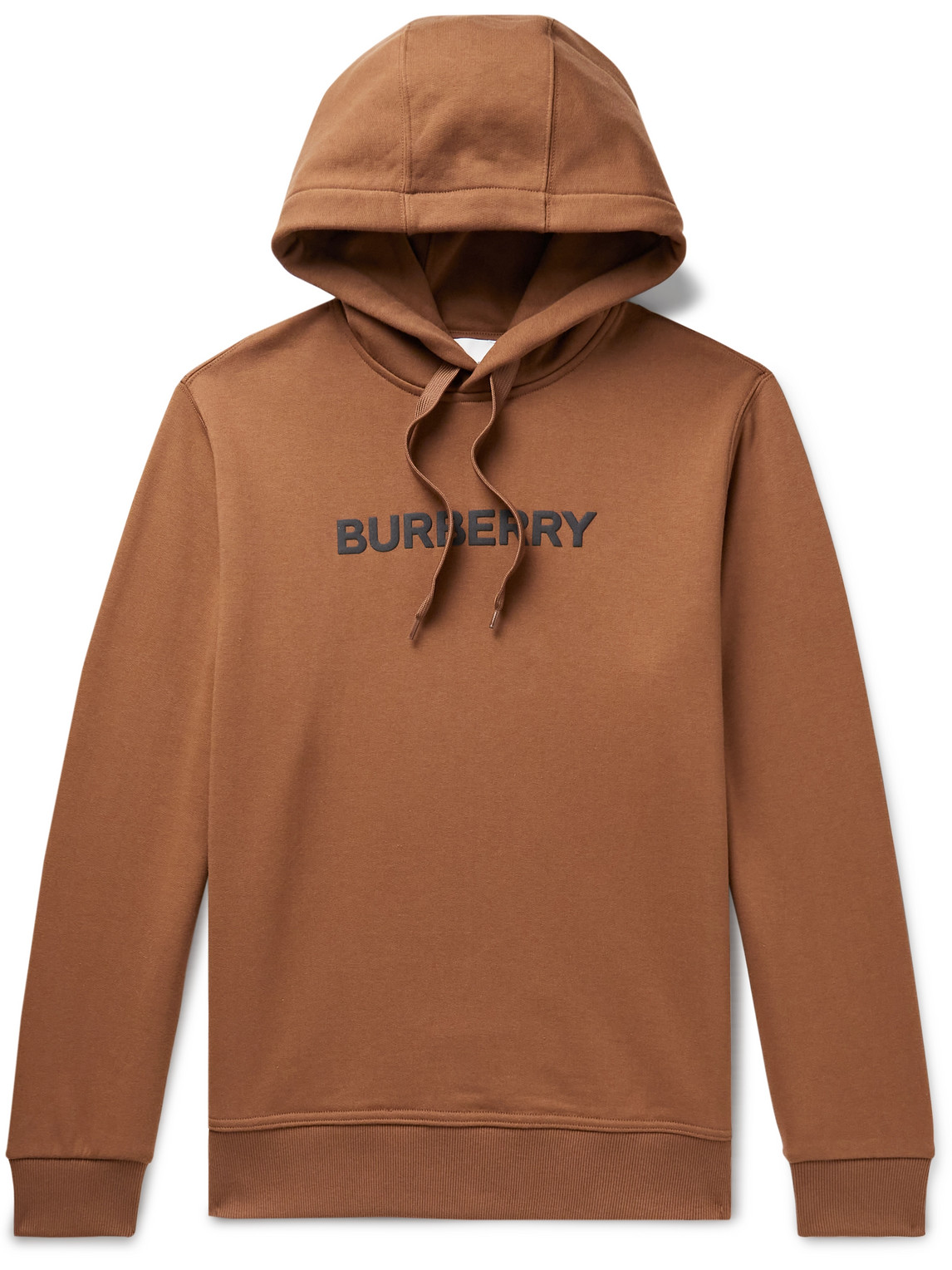Shop Burberry Logo-print Cotton-jersey Hoodie In Brown