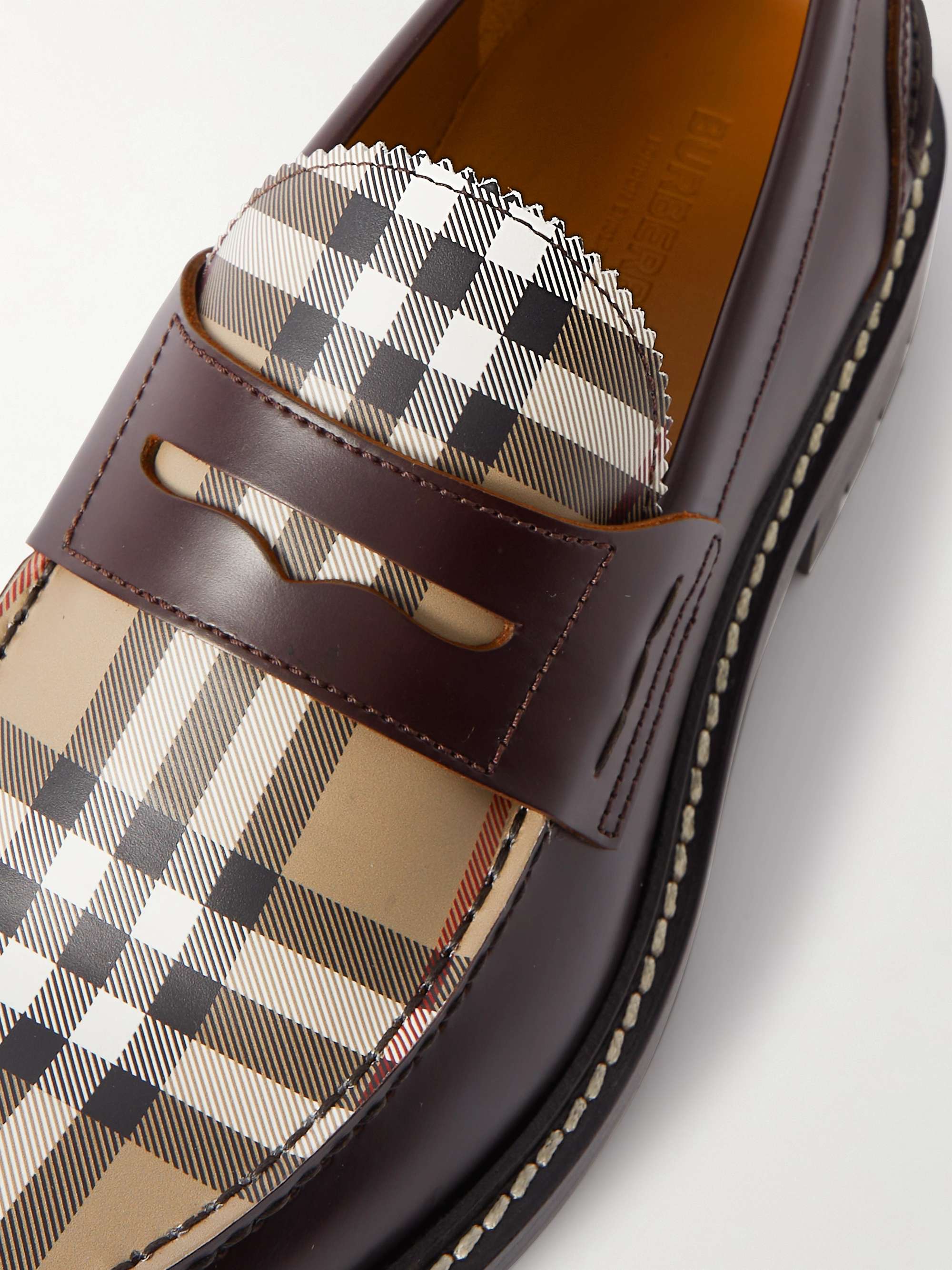 BURBERRY Checked Leather Penny Loafers