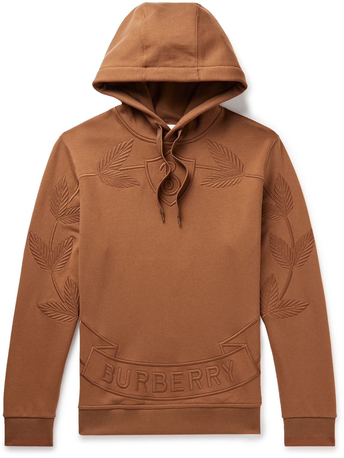 Burberry Logo Embroidered Drawstring Hoodie In Brown