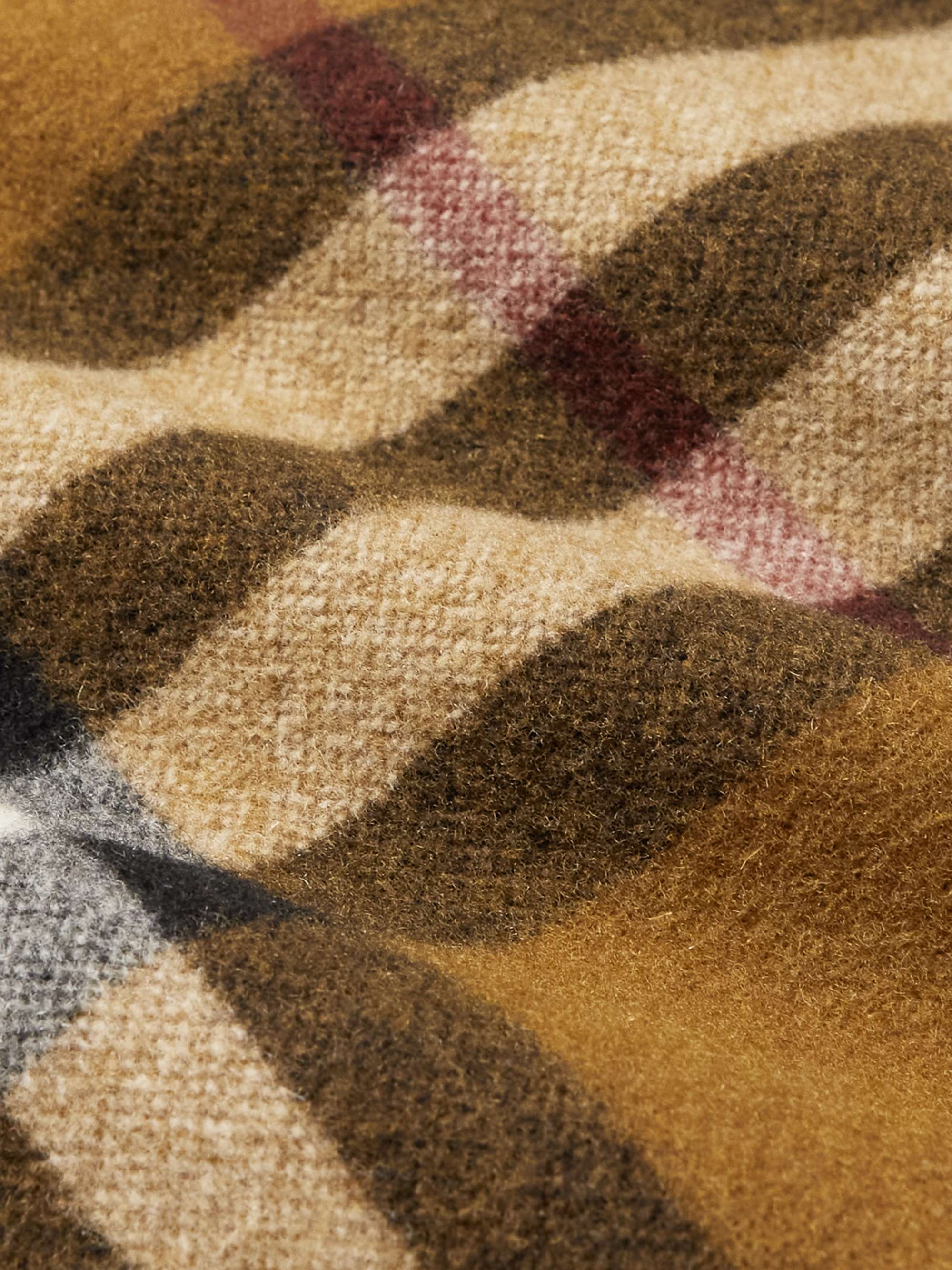 BURBERRY Checked Wool-Blend and Full-Grain Leather Varsity Jacket