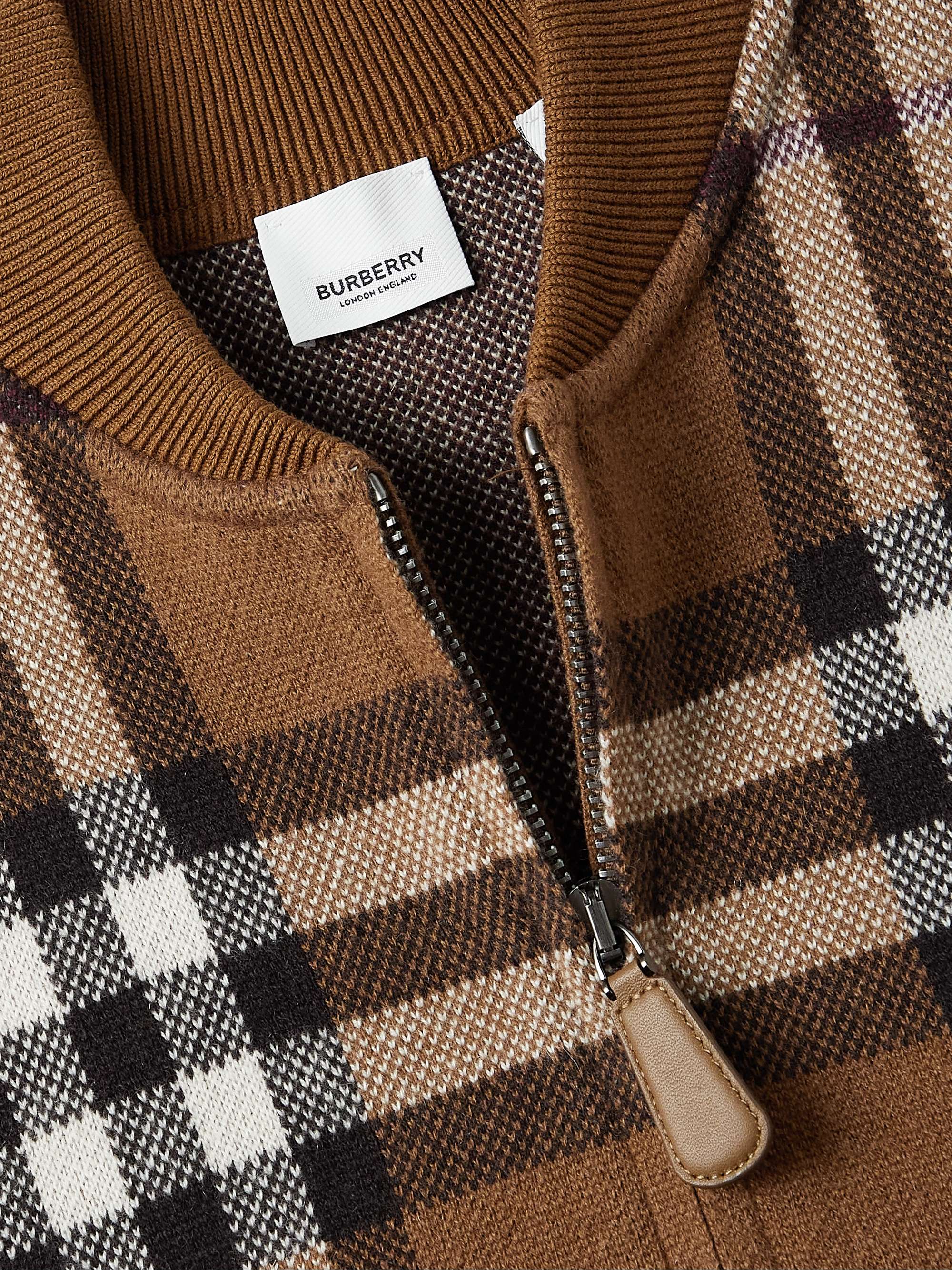 BURBERRY Jacke aus kariertem Jacquard-Strick aus Kaschmir