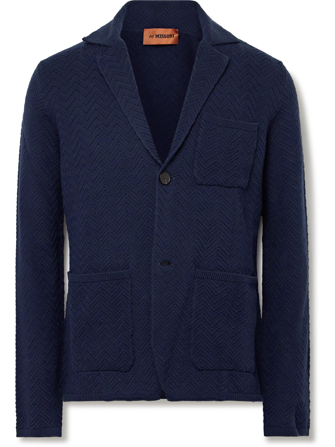 Missoni Zig-zag Cotton-blend Jacket In Blue