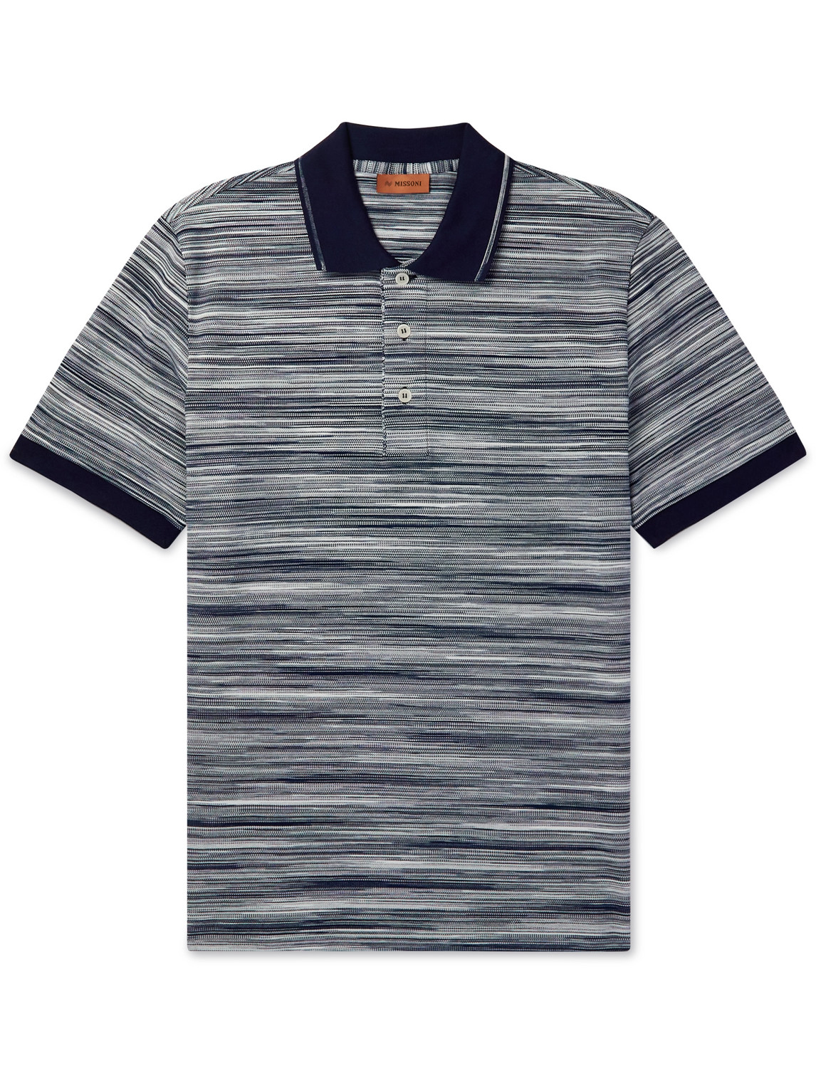Missoni Space Dyed Striped Cotton Polo Shirt In Blue